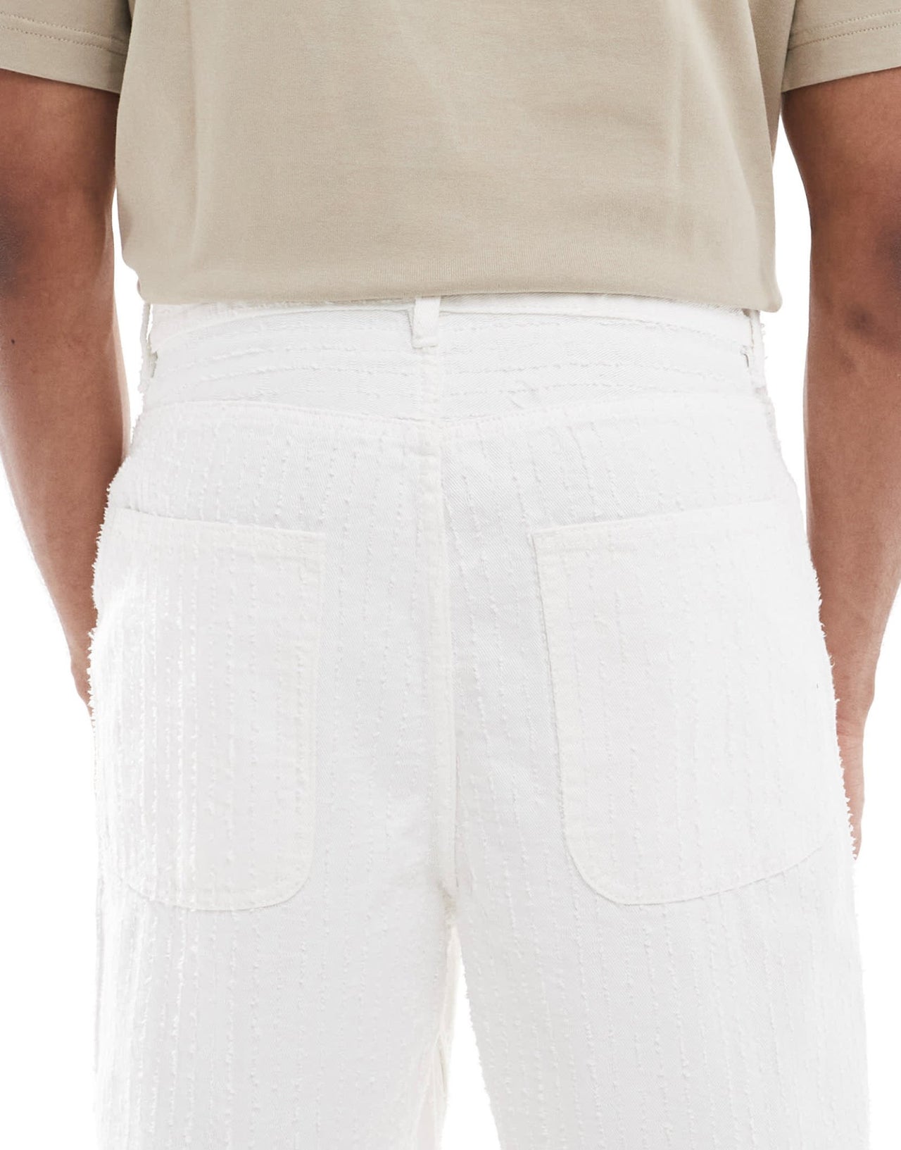 Bershka jauquard baggy jean in ecru - ASOS Sample Sale