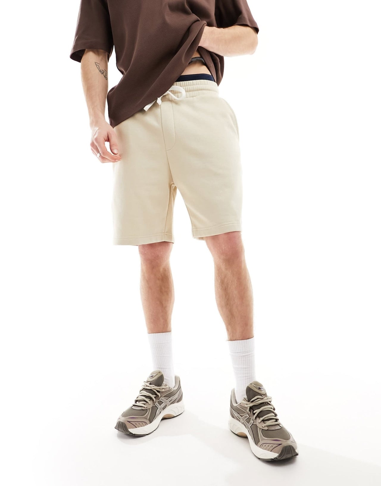 Bershka jersey short in stone - ASOS Sample Sale