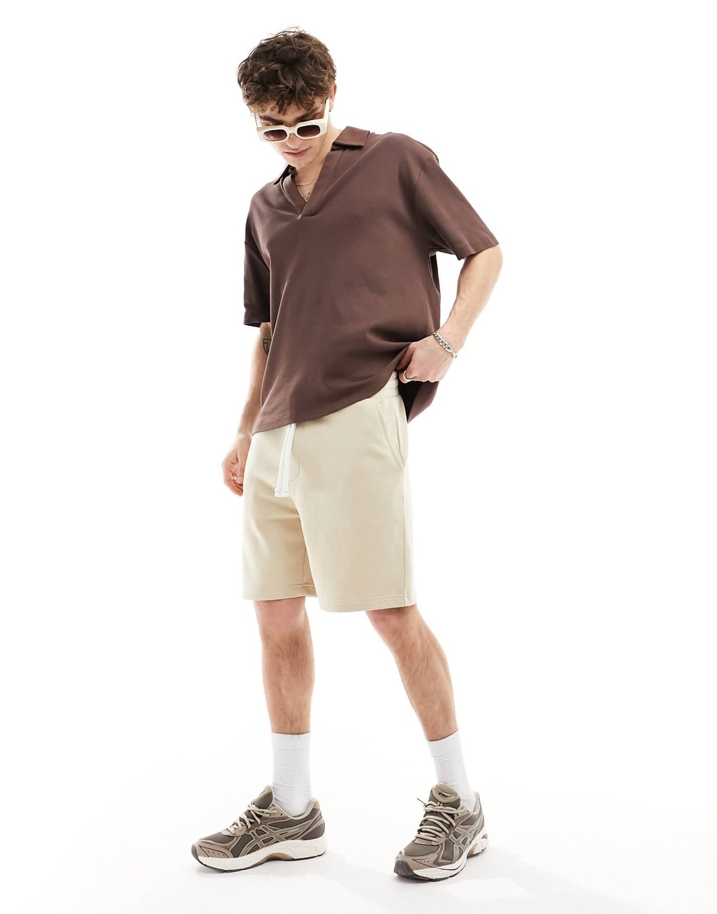 Bershka jersey short in stone - ASOS Sample Sale