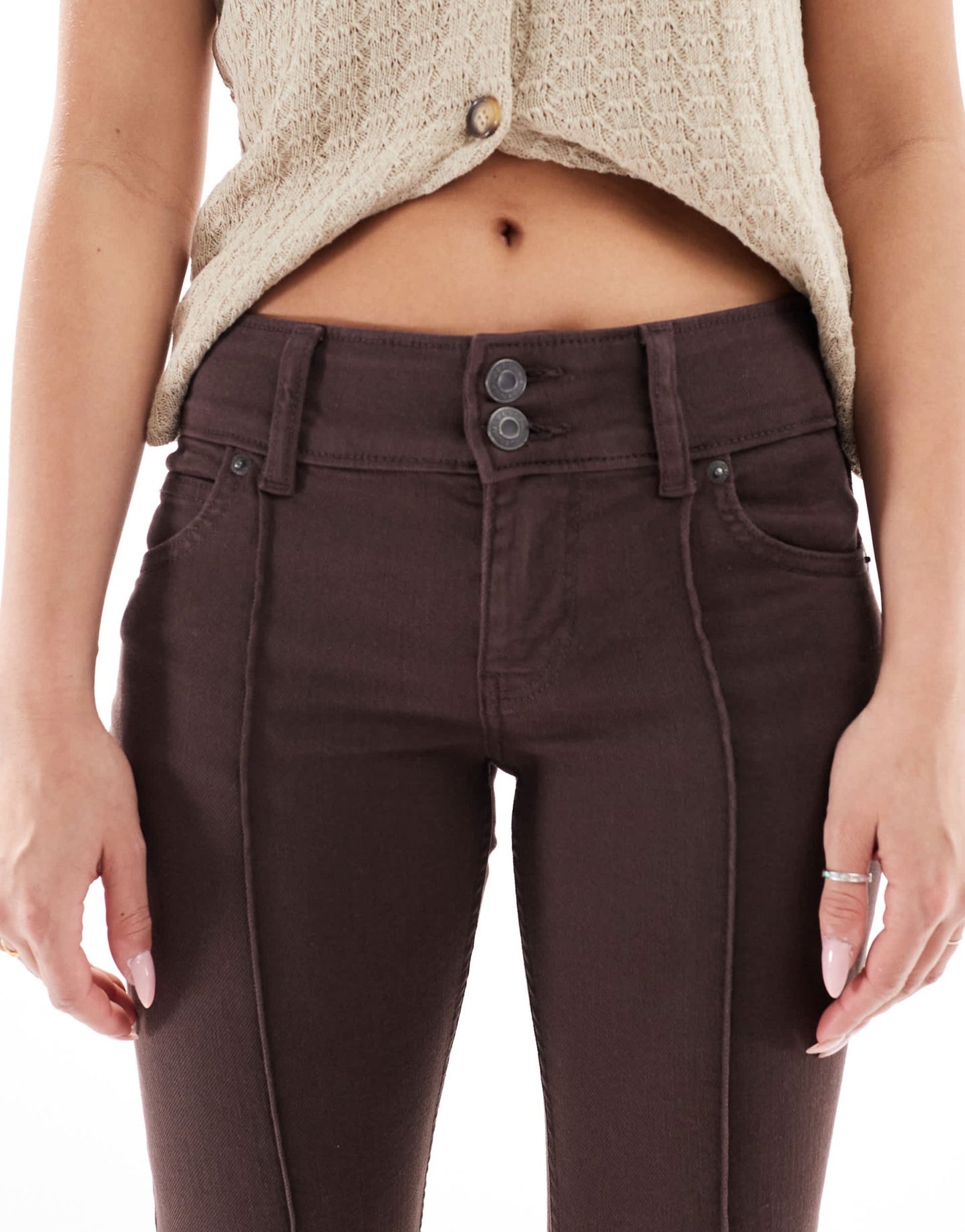 Bershka low rise straight leg jeans in brown - ASOS Sample Sale