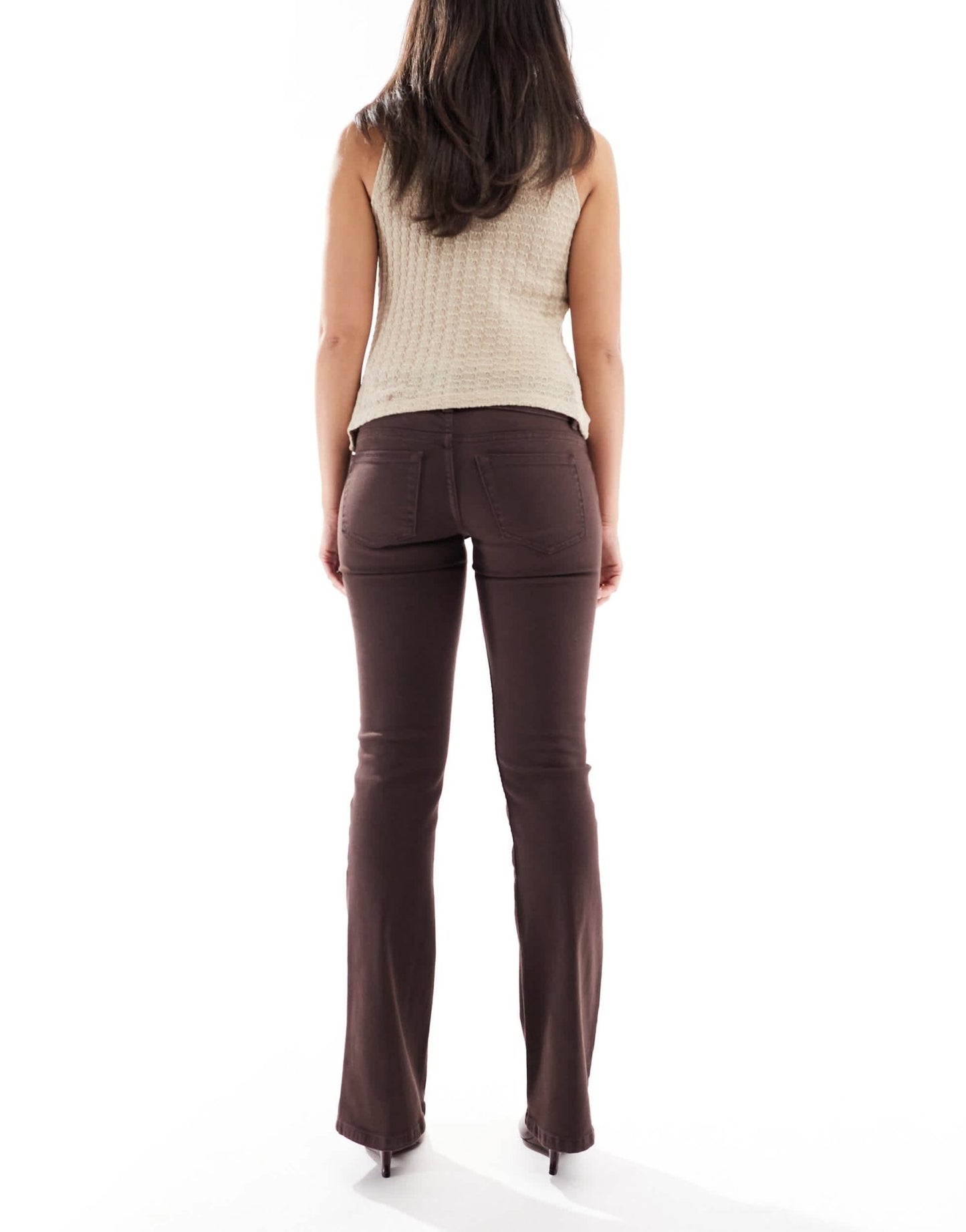 Bershka low rise straight leg jeans in brown - ASOS Sample Sale