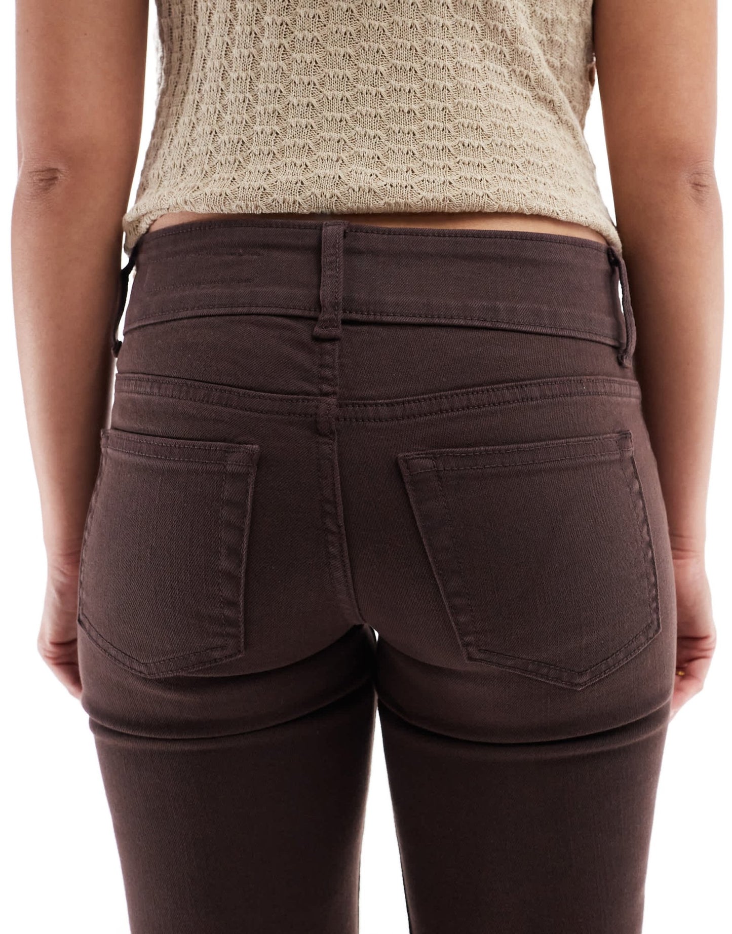 Bershka low rise straight leg jeans in brown - ASOS Sample Sale