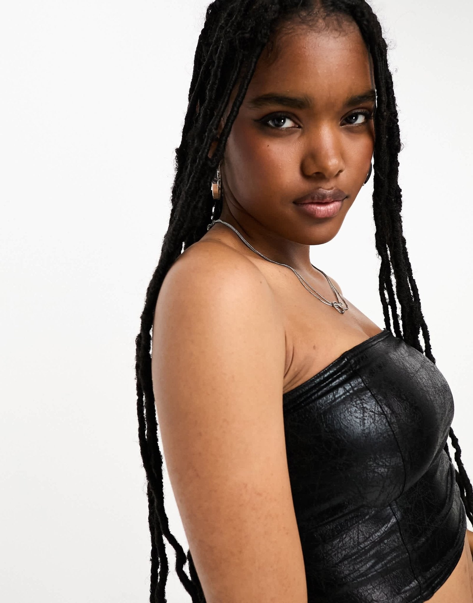 Bershka metallic bandeau in black - ASOS Sample Sale