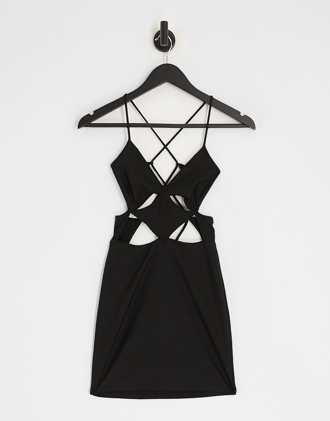 Bershka multi cut out strappy dress in black - ASOS Sample Sale