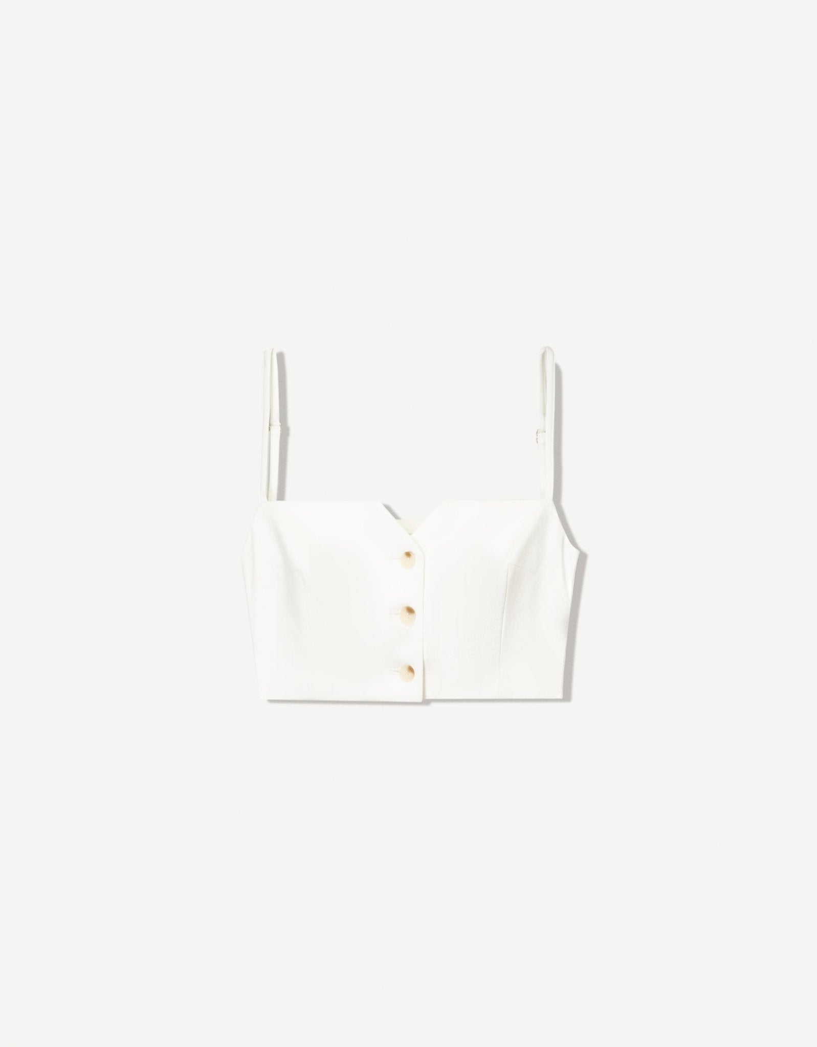 Bershka notch front tailored strappy top in ecru - ASOS Sample Sale