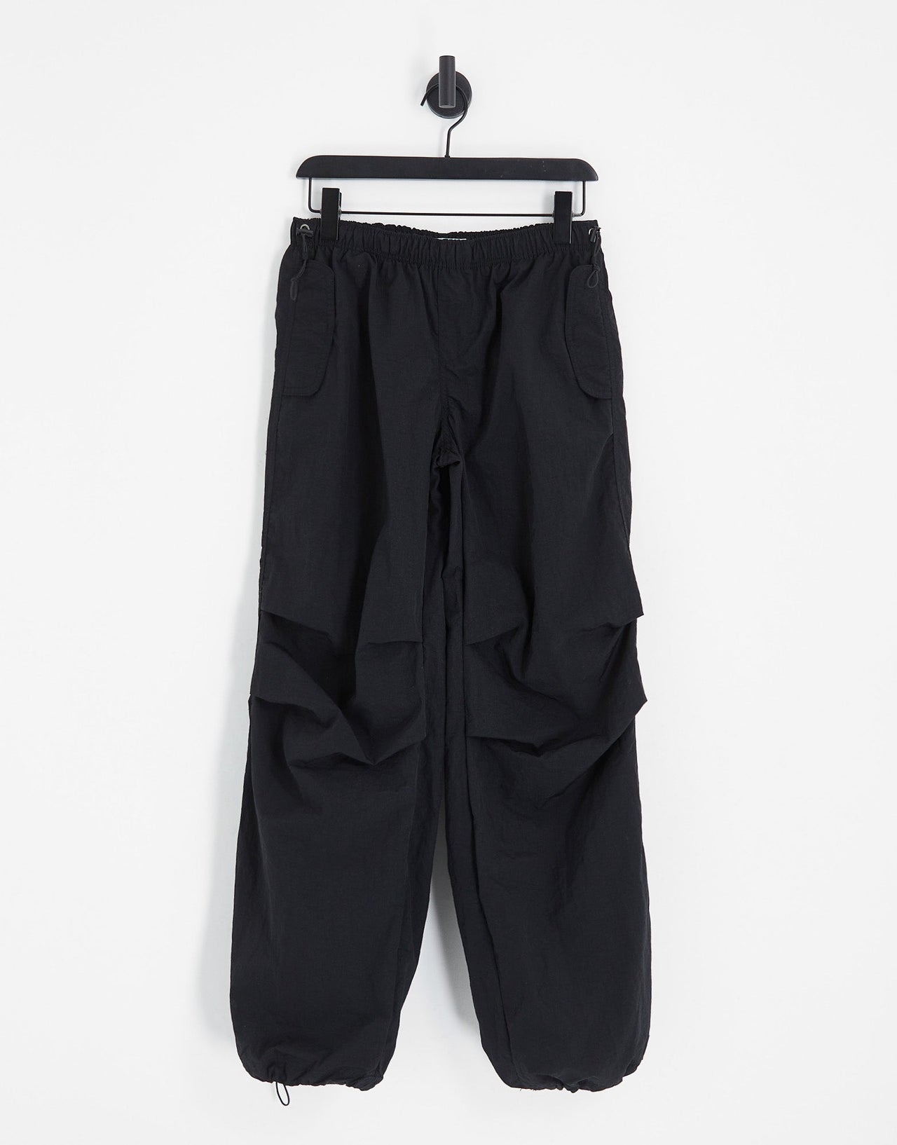 Bershka nylon parachute trouser in black - ASOS Sample Sale