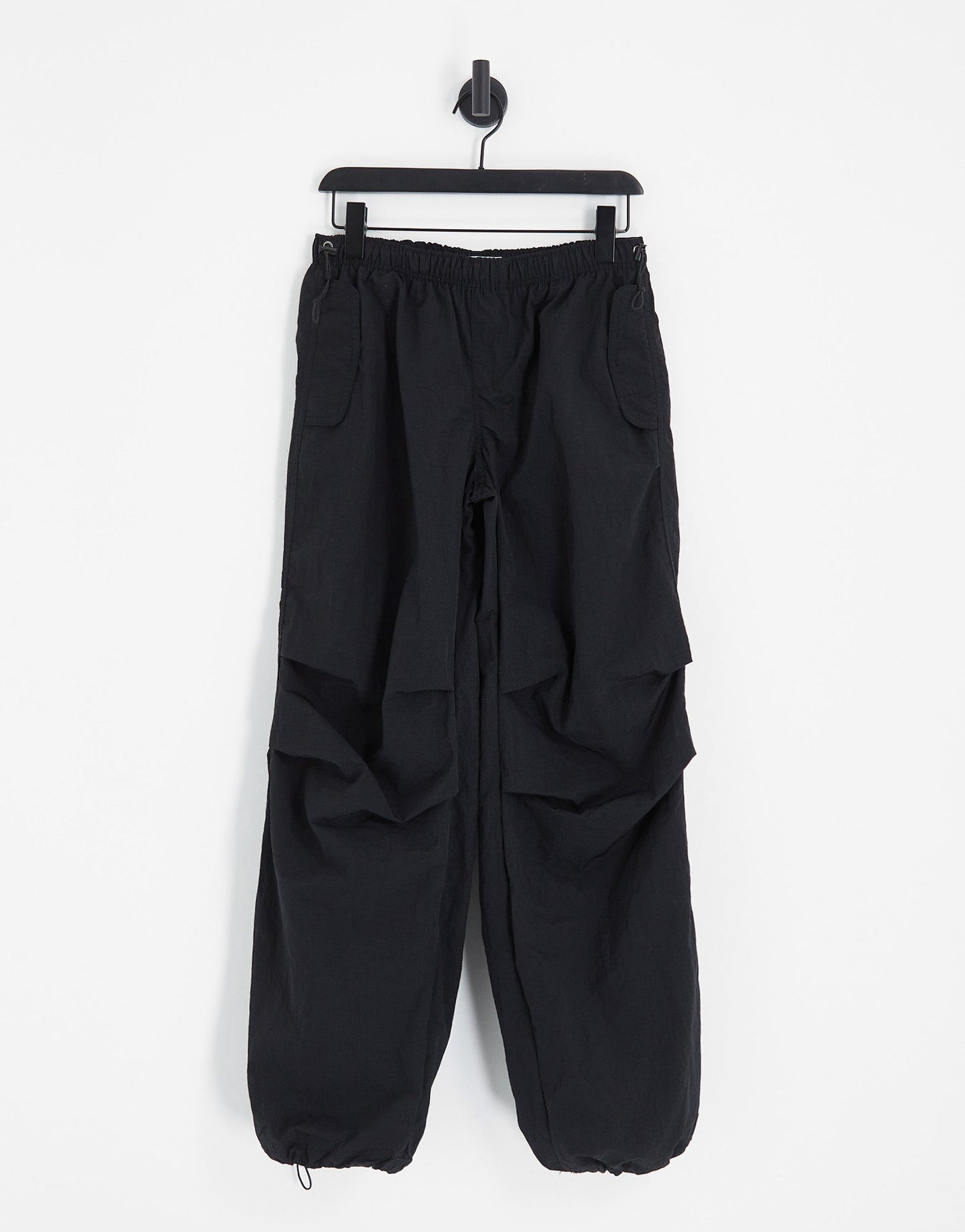 Bershka nylon parachute trouser in black - ASOS Sample Sale