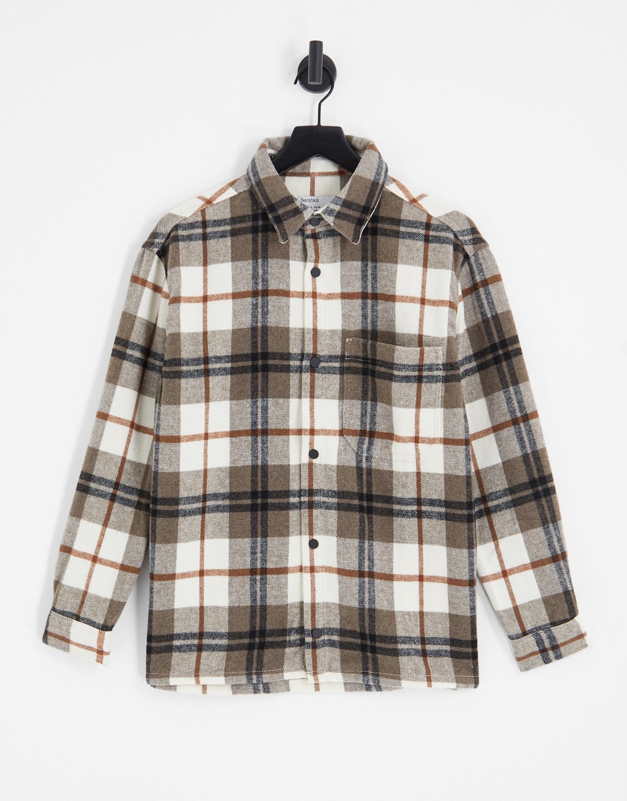 Bershka overshirt in brown check - ASOS Sample Sale