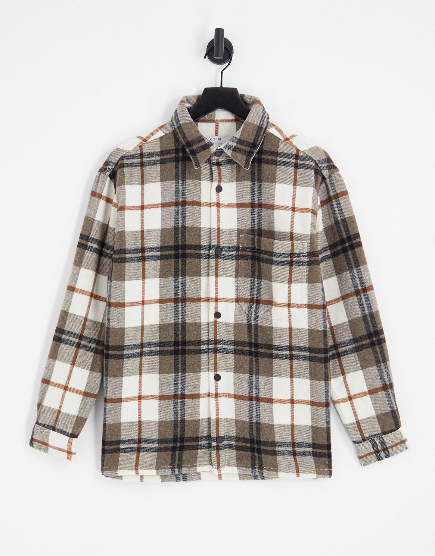 Bershka overshirt in brown check - ASOS Sample Sale