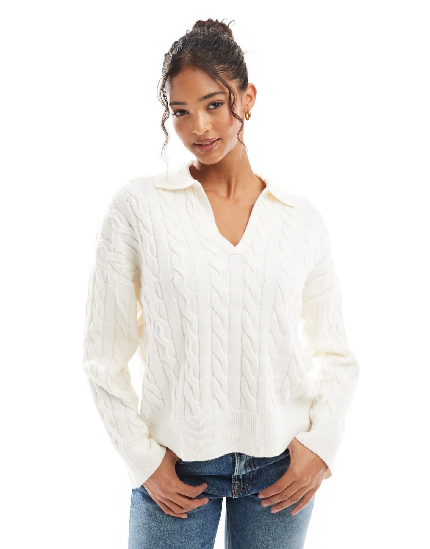 Bershka oversized cable knit jumper in ecru - ASOS Sample Sale
