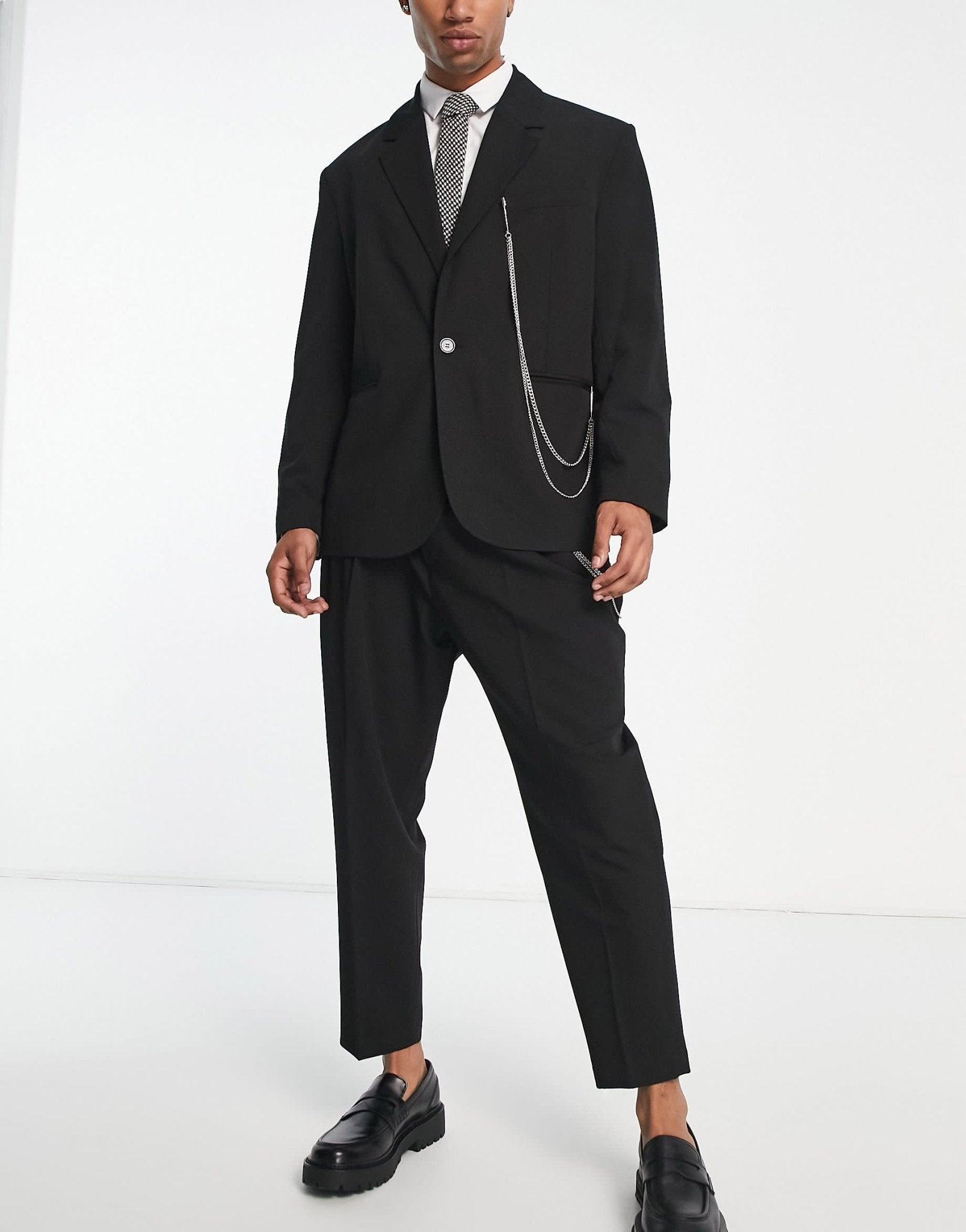 Bershka oversized chain blazer co - ord in black - ASOS Sample Sale