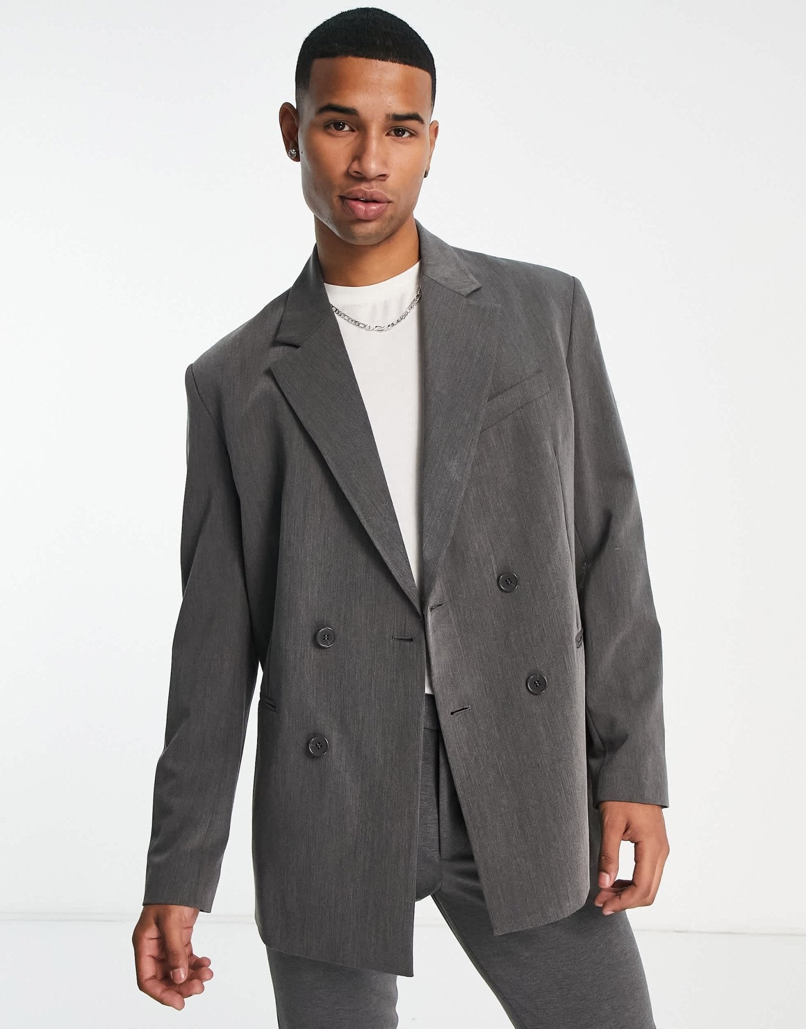 Bershka oversized double breasted coord blazer in grey - ASOS Sample Sale