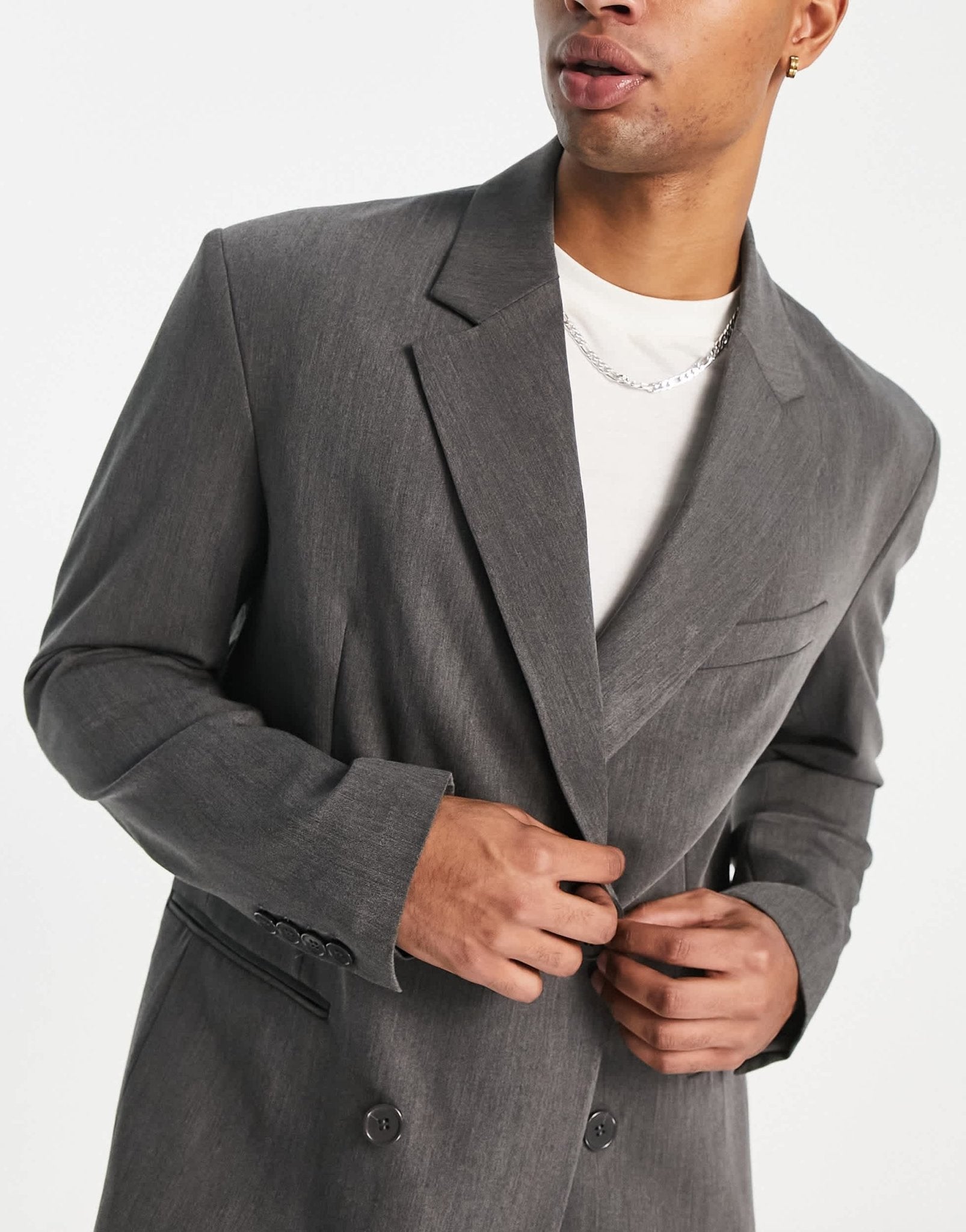 Bershka oversized double breasted coord blazer in grey - ASOS Sample Sale