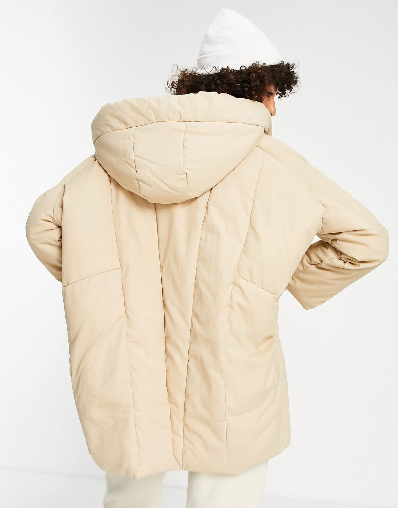 Bershka oversized long line padded coat in camel - ASOS Sample Sale
