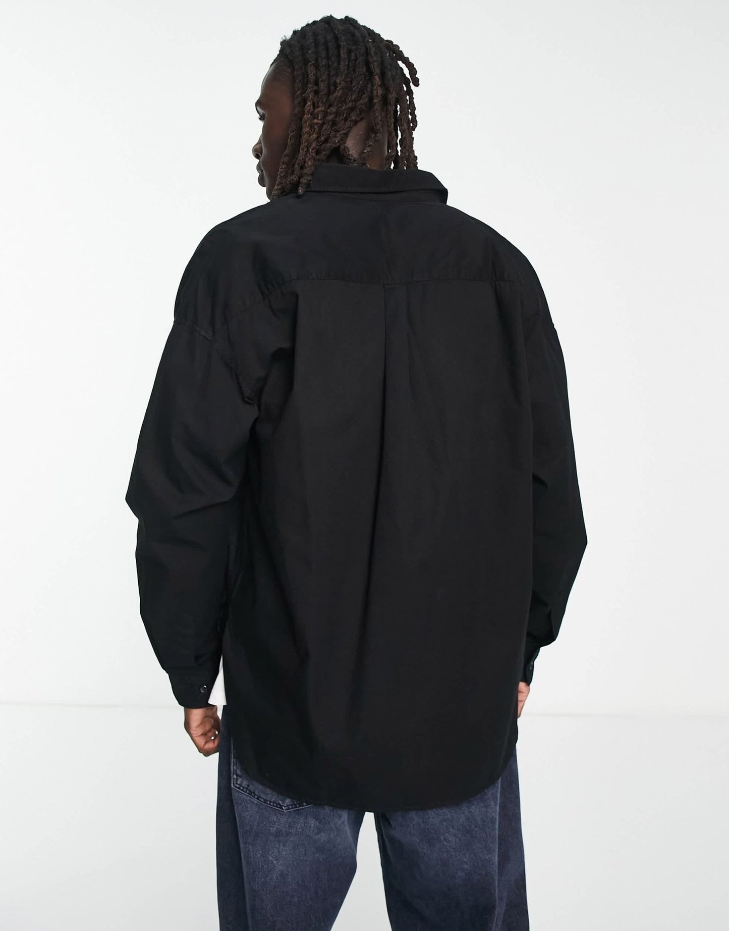 Bershka oversized poplin shirt in black - ASOS Sample Sale