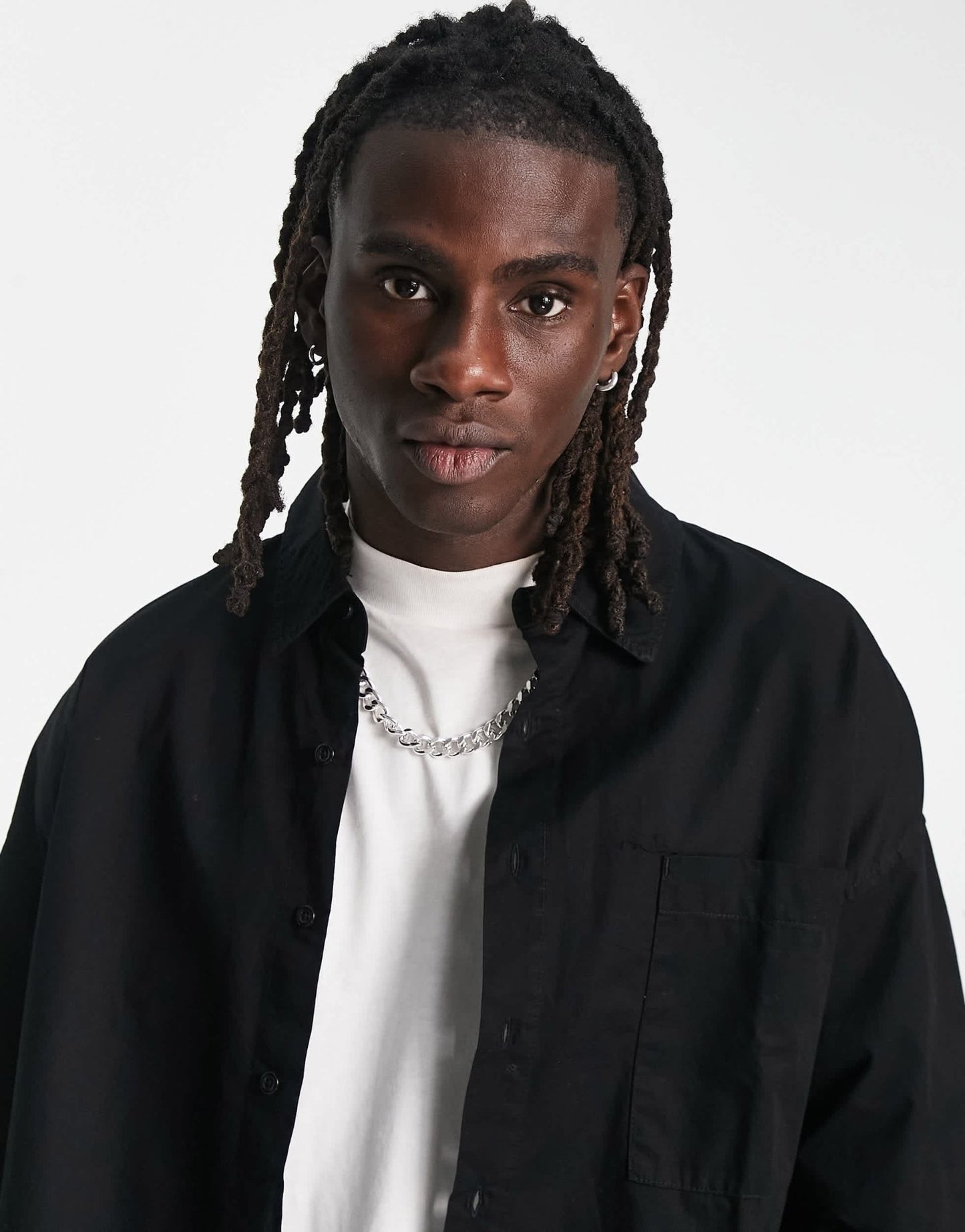 Bershka oversized poplin shirt in black - ASOS Sample Sale