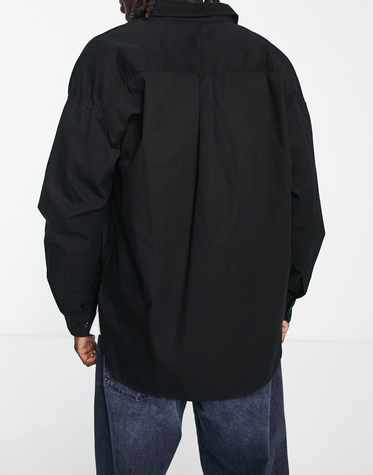 Bershka oversized poplin shirt in black - ASOS Sample Sale