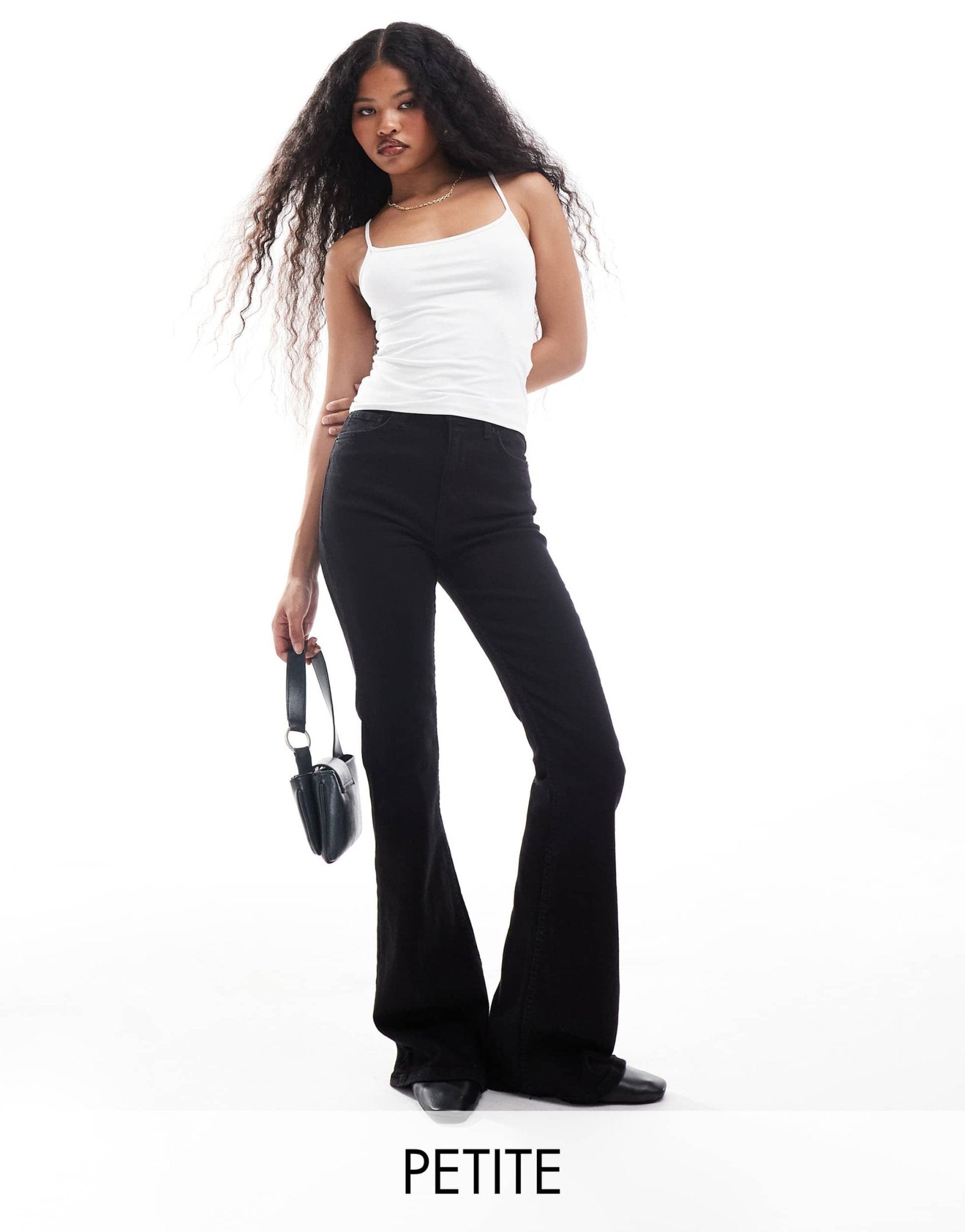 Bershka Petite bootcut flared jeans in black - ASOS Sample Sale