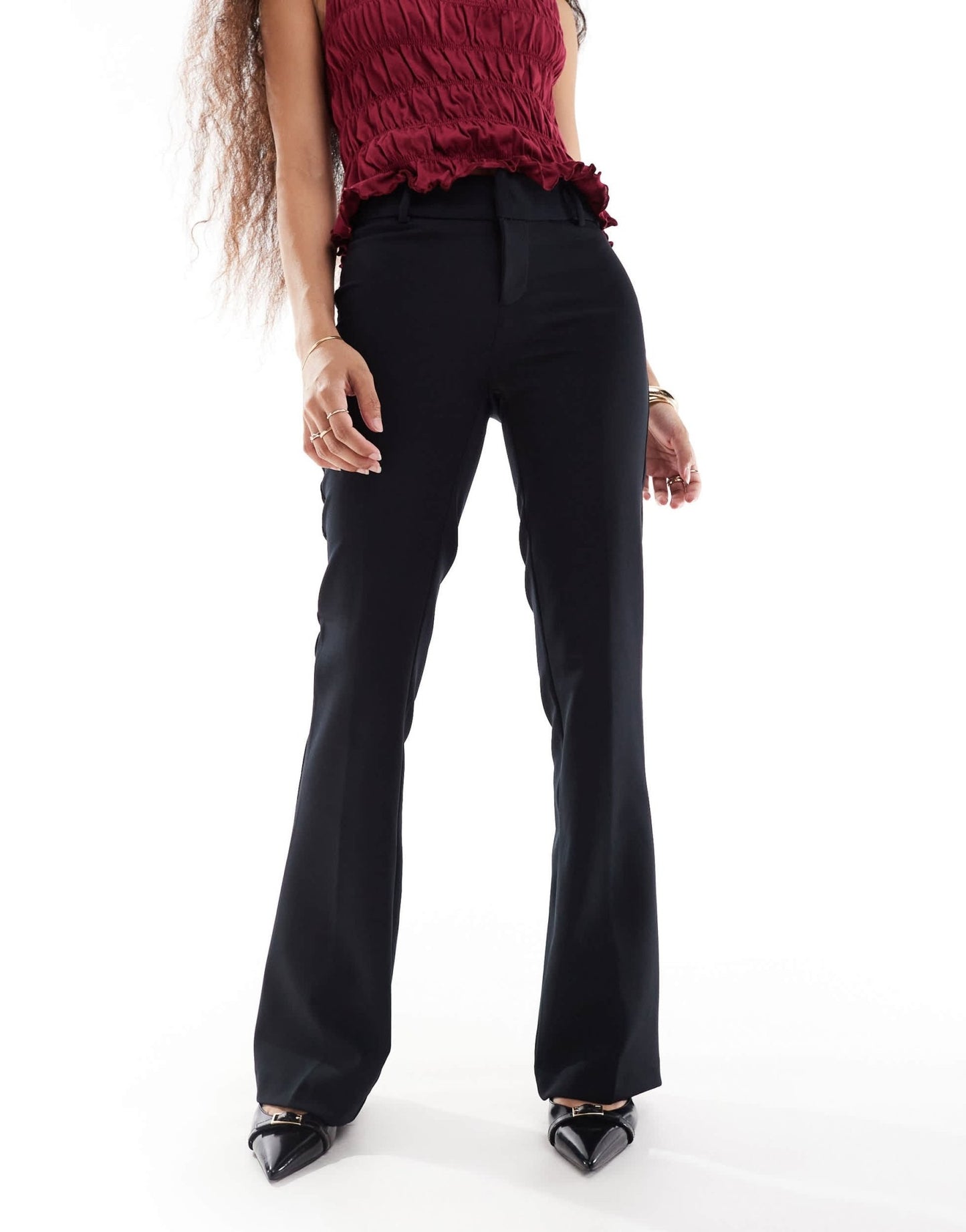 Bershka Petite flared tailored trousers in black - ASOS Sample Sale