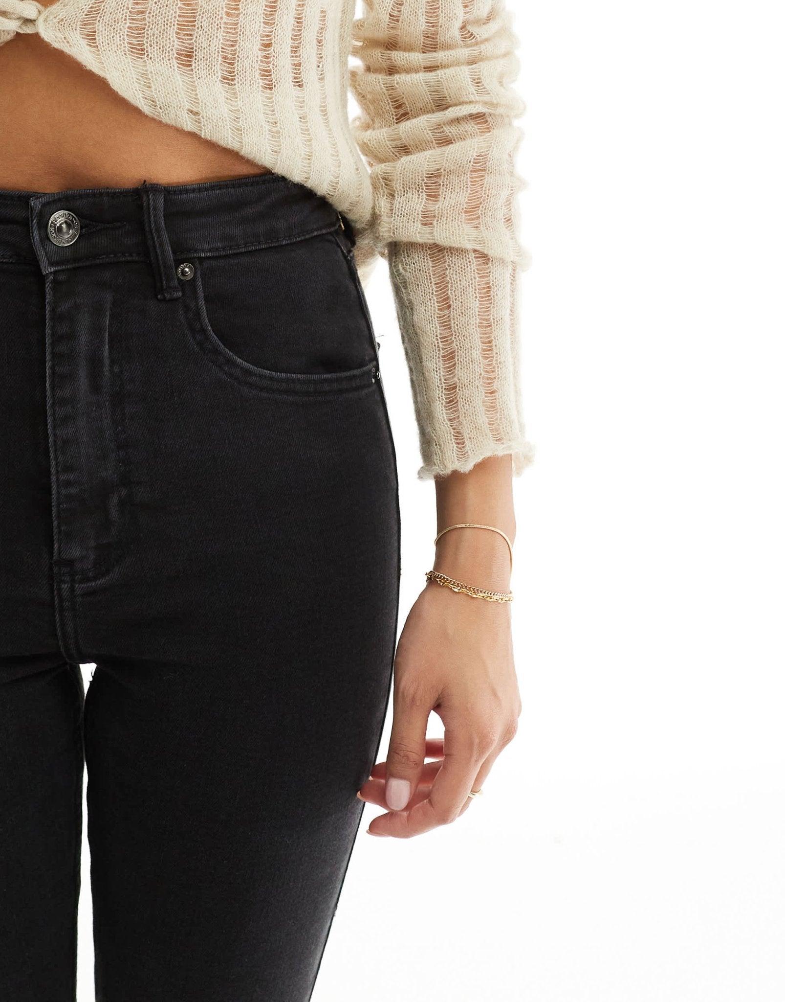 Bershka Petite high waist skinny jeans in black - ASOS Sample Sale