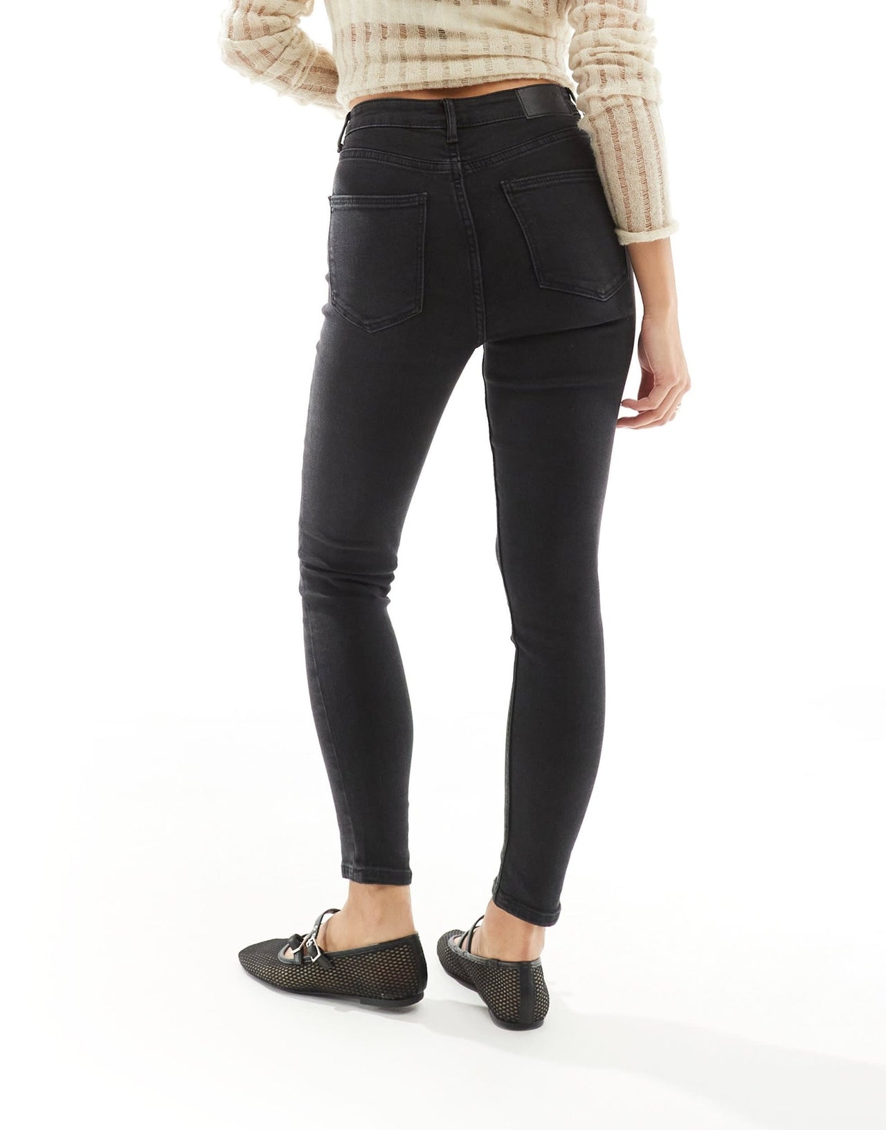 Bershka Petite high waist skinny jeans in black - ASOS Sample Sale