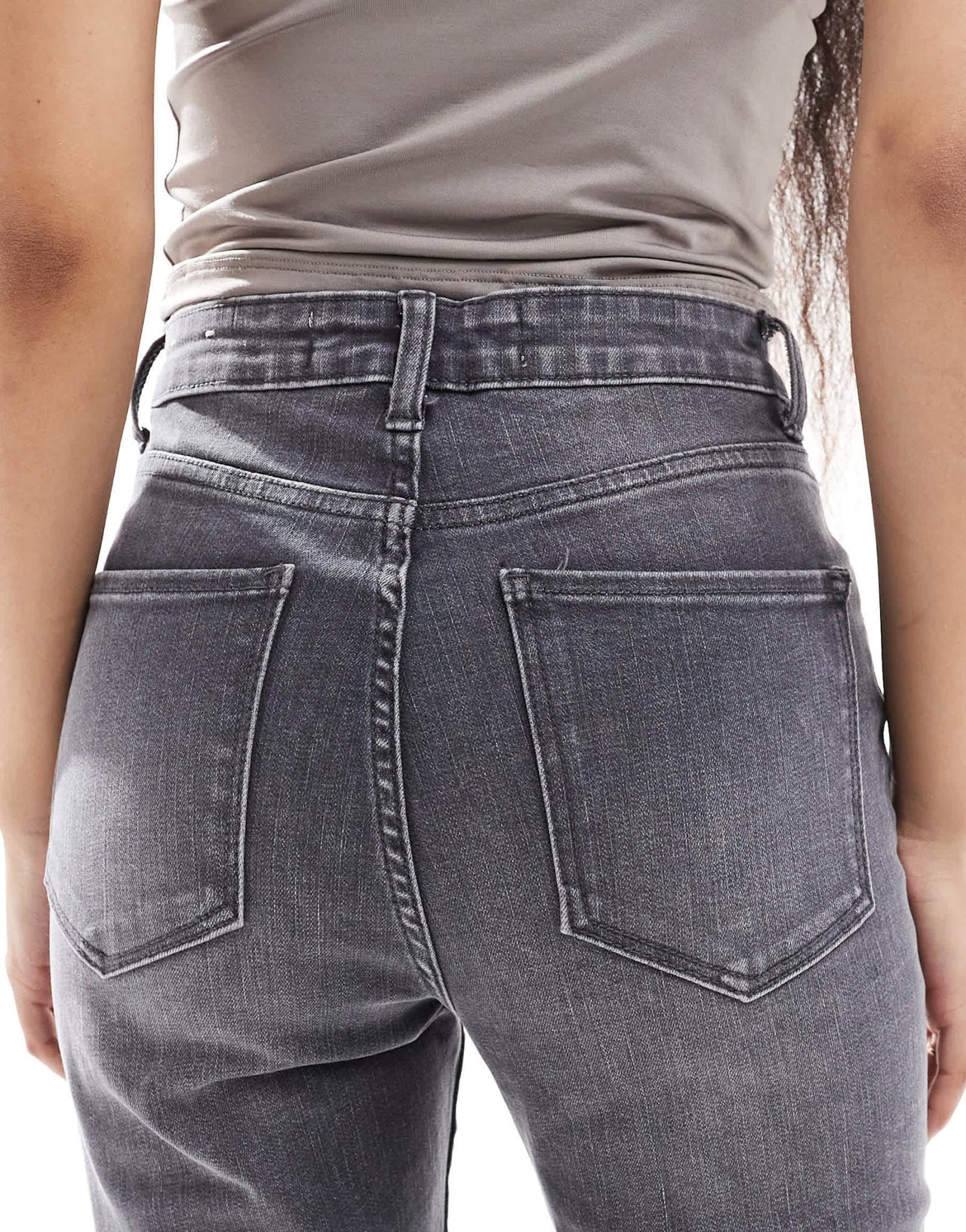 Bershka Petite high waist skinny jeans in washed dark grey - ASOS Sample Sale