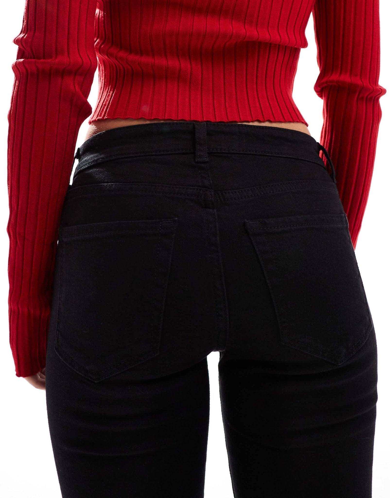 Bershka Petite high waisted flared jeans in black - ASOS Sample Sale