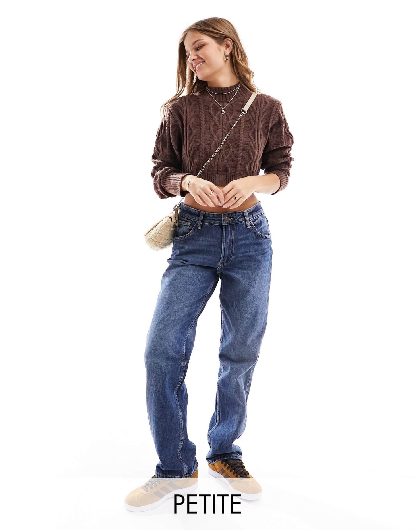 Bershka Petite straight leg jeans in indigo wash - ASOS Sample Sale