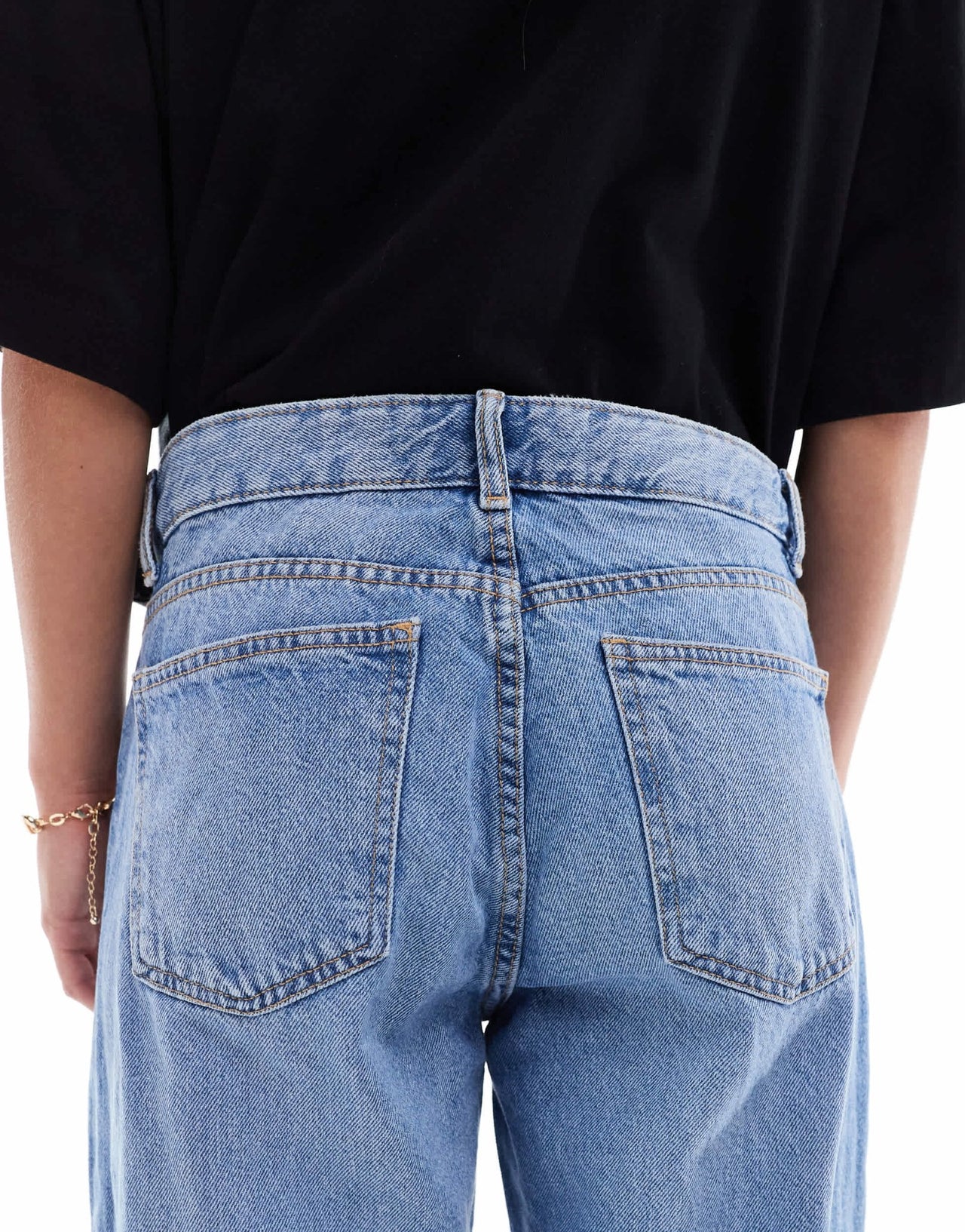 Bershka Petite straight leg jeans in mid wash - ASOS Sample Sale