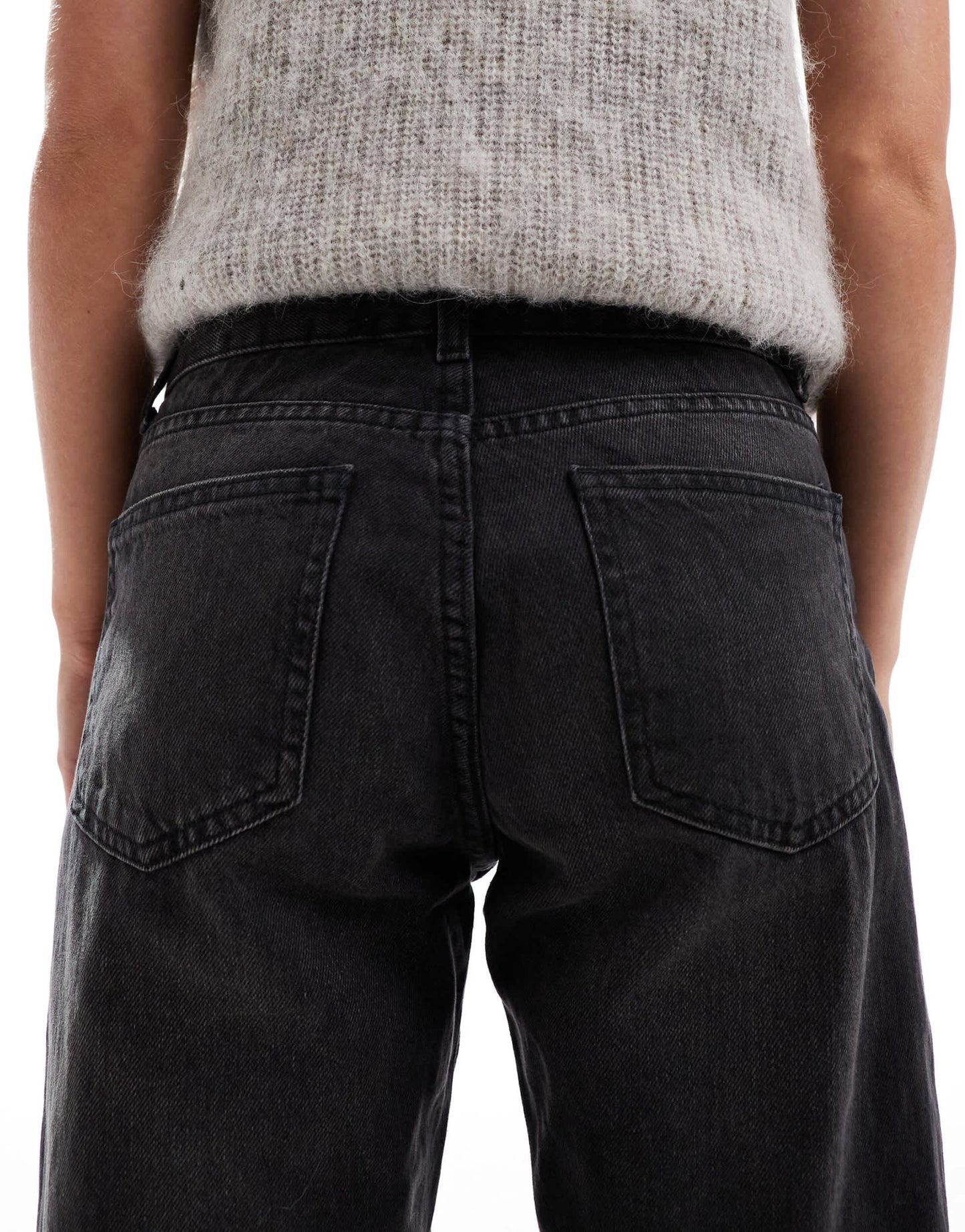 Bershka Petite straight leg jeans in washed black - ASOS Sample Sale