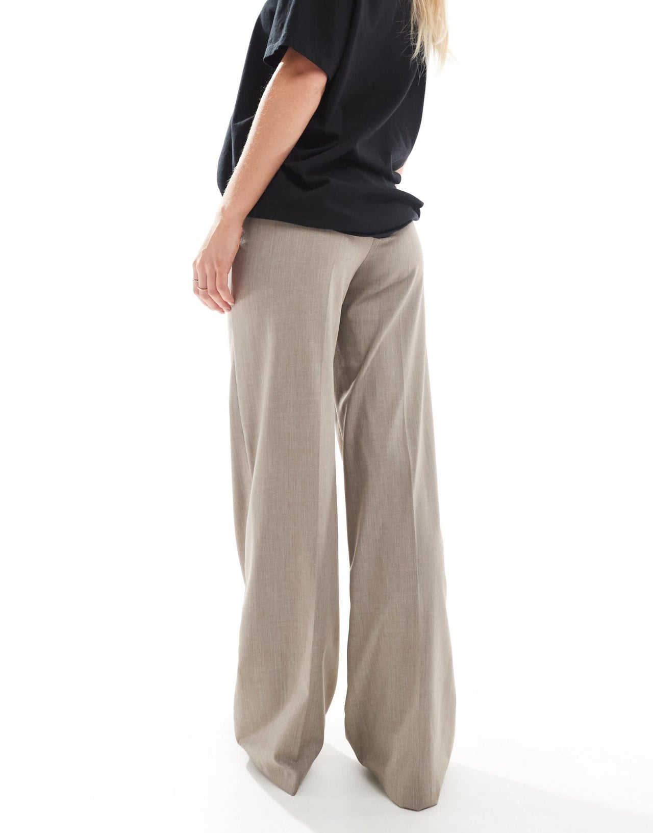Bershka Petite tailored trouser in taupe - ASOS Sample Sale