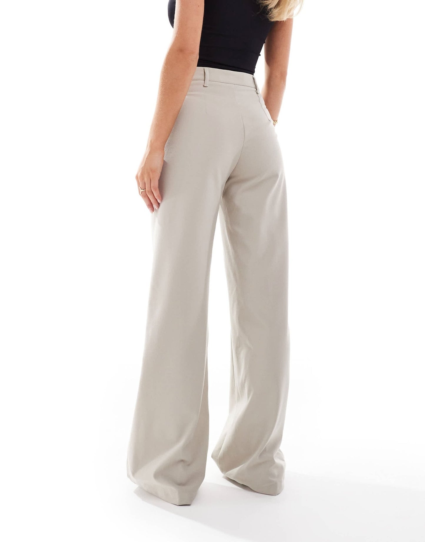 Bershka Petite tailored trousers in stone - ASOS Sample Sale