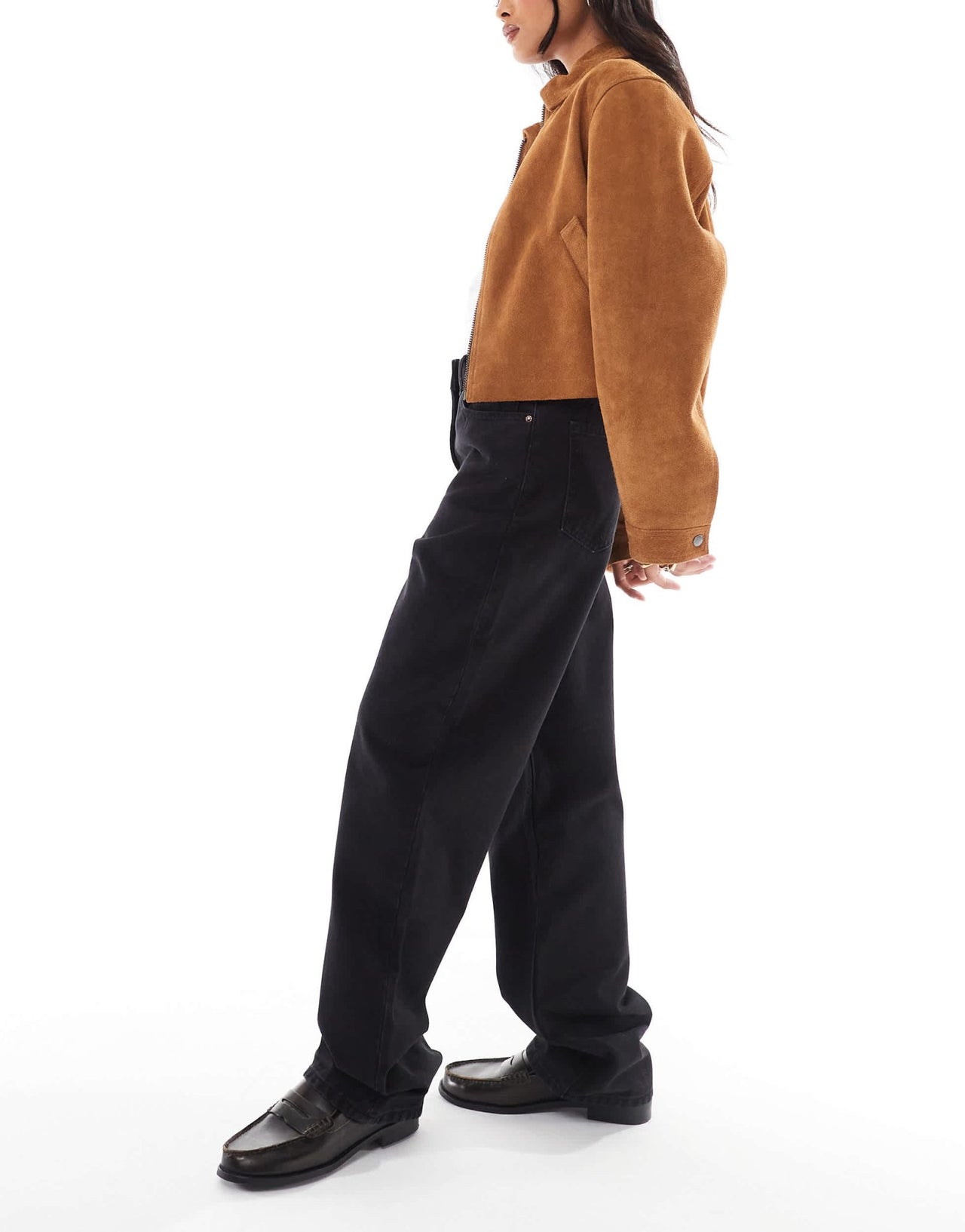 Bershka Petite wide leg mom jeans in black - ASOS Sample Sale