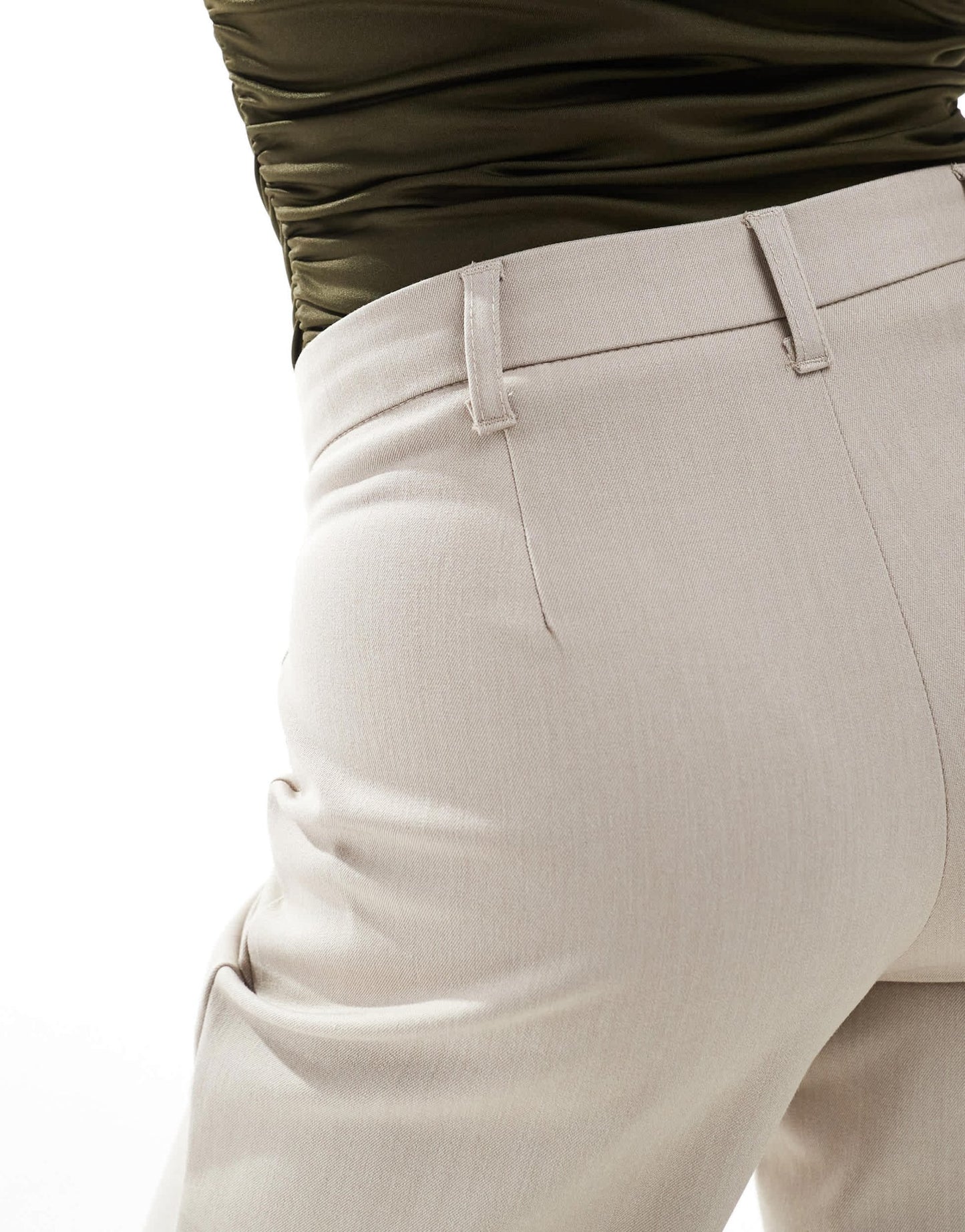 Bershka Petite wide leg tailored trousers in beige melange - ASOS Sample Sale