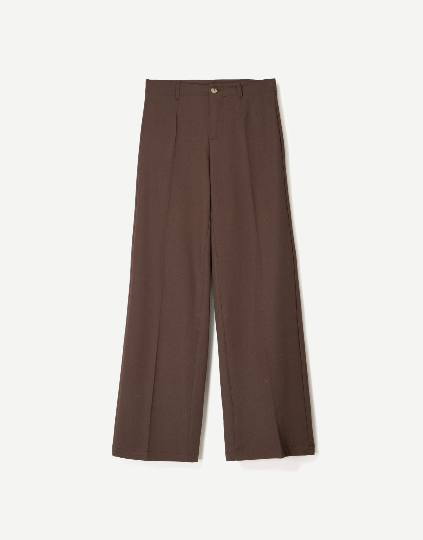 Bershka Petite wide leg tailored trousers in brown - ASOS Sample Sale