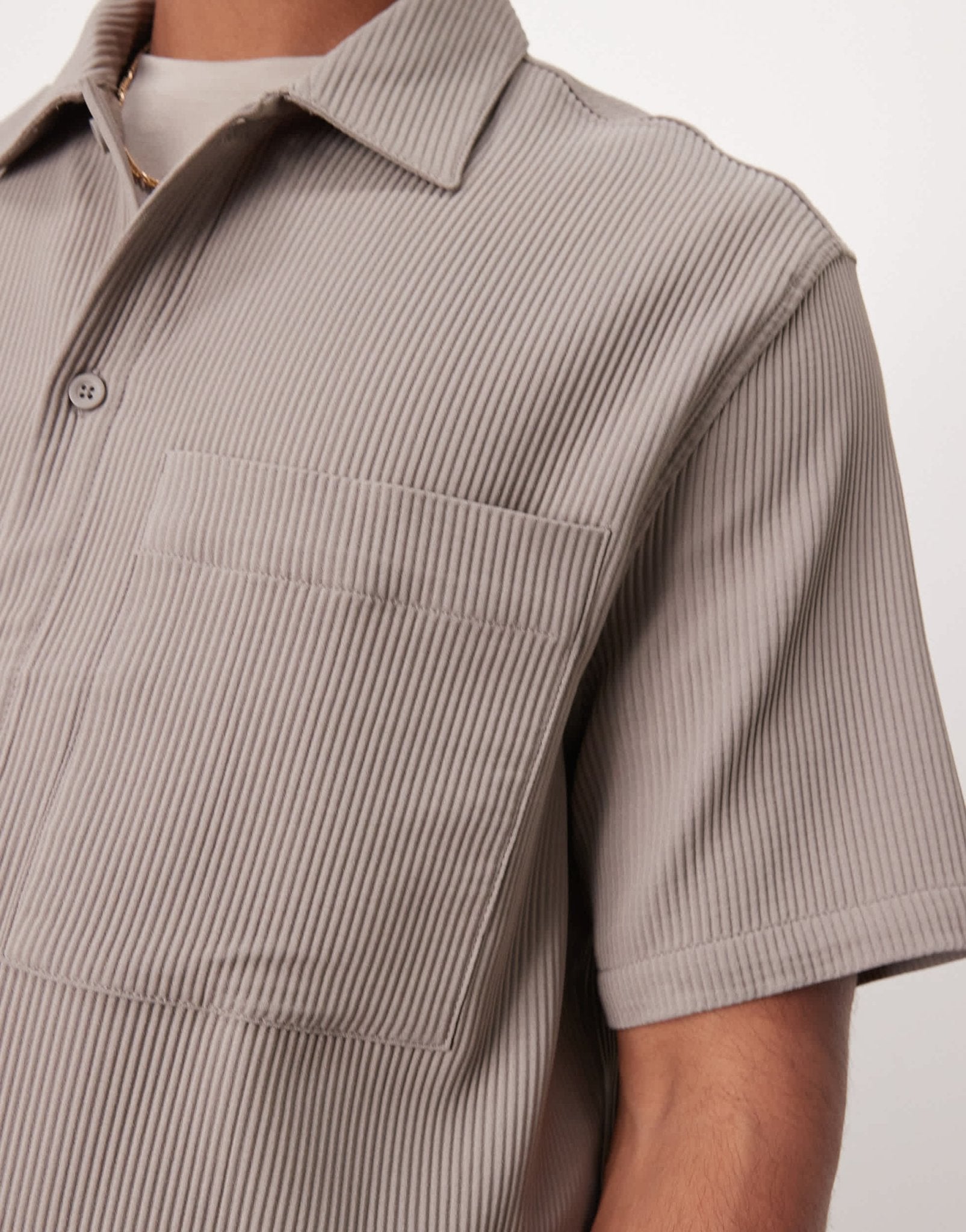 Bershka plisse pocket shirt co - ord in light brown - ASOS Sample Sale