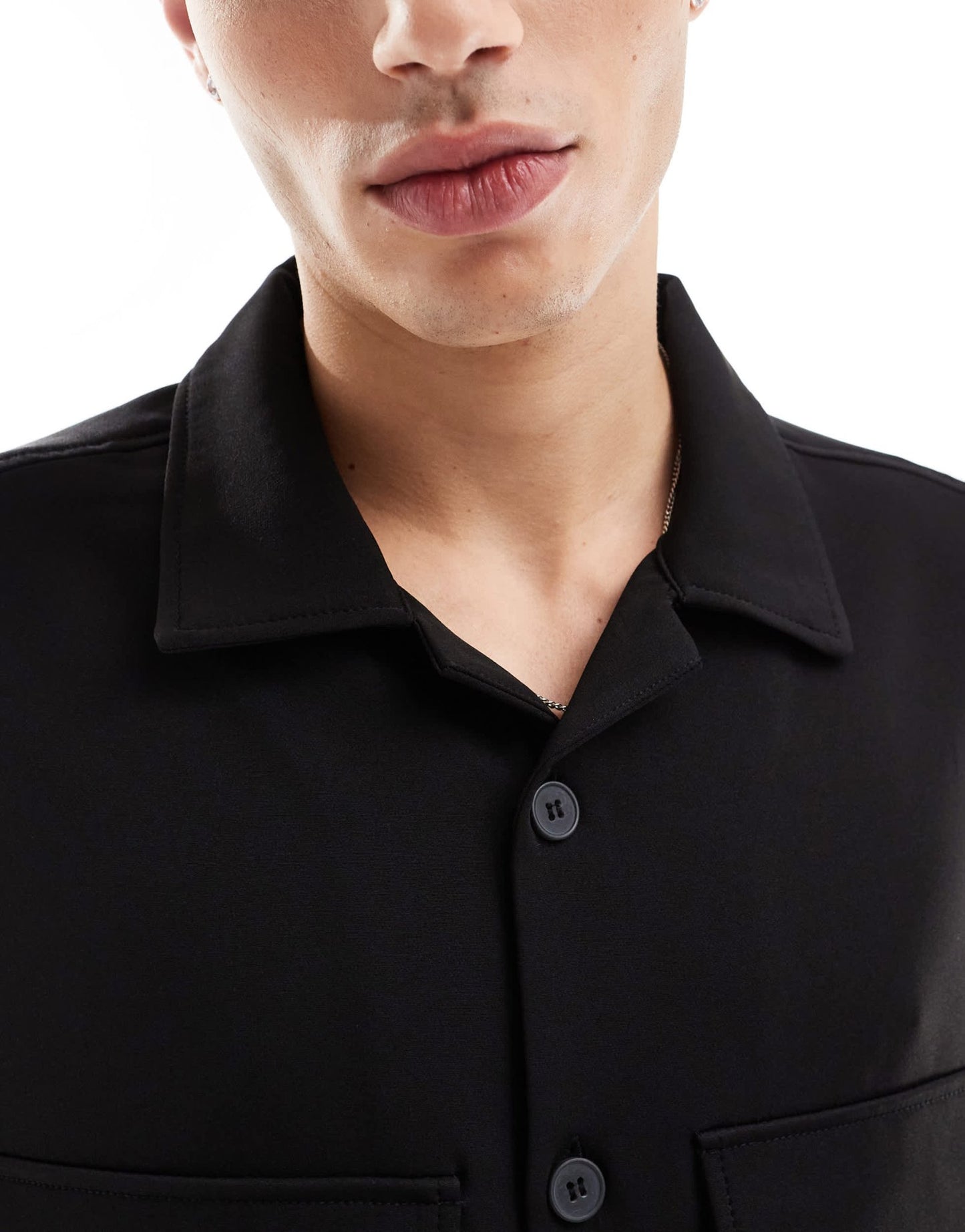 Bershka premium co - ord long sleeve shirt in black - ASOS Sample Sale