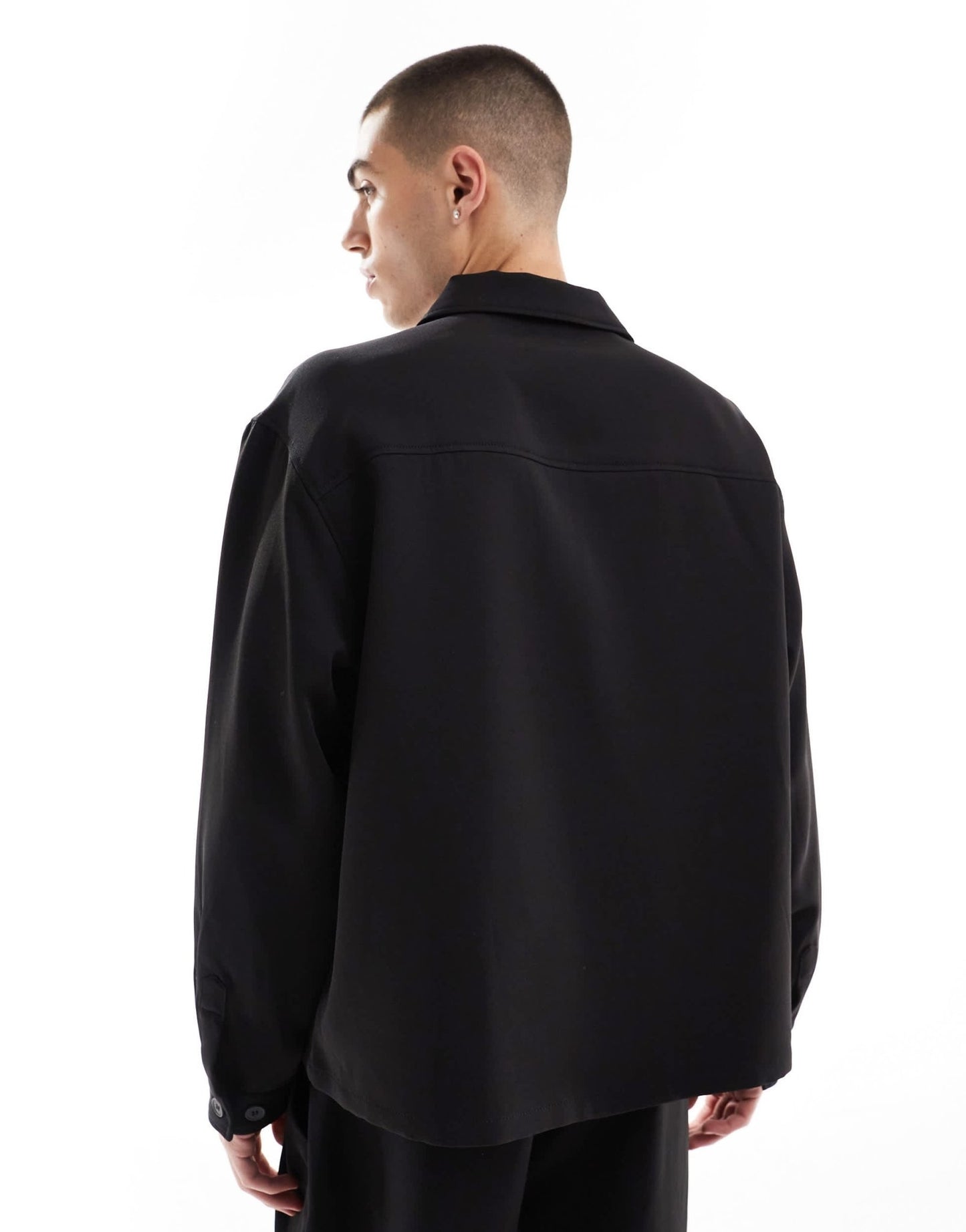 Bershka premium co - ord long sleeve shirt in black - ASOS Sample Sale