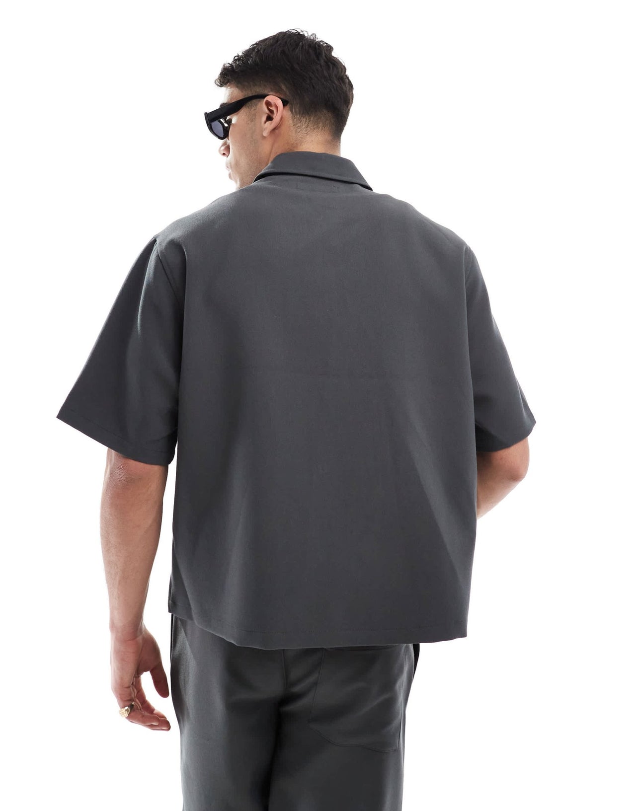 Bershka premium shirt co - ord in charcoal - ASOS Sample Sale