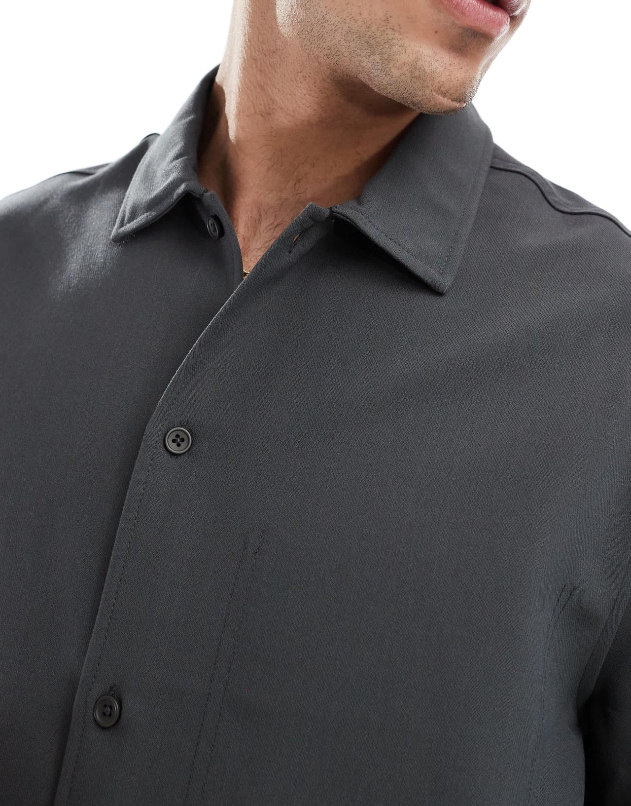 Bershka premium shirt co - ord in charcoal - ASOS Sample Sale