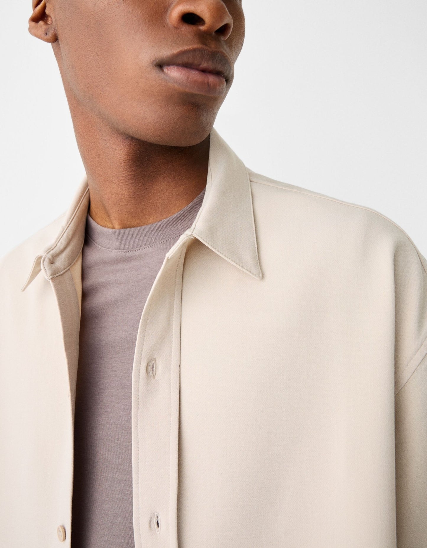 Bershka premium shirt in sand - ASOS Sample Sale