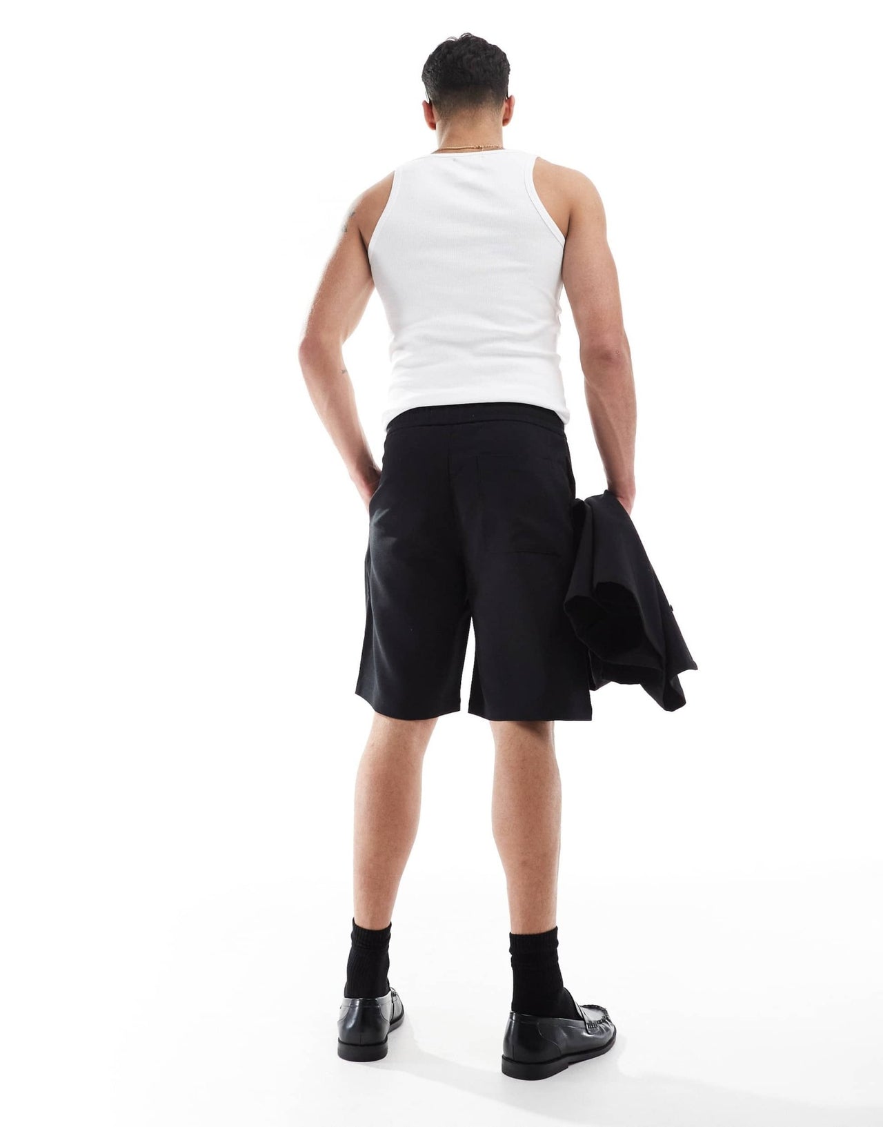 Bershka premium short co-ord in black - ASOS Sample Sale