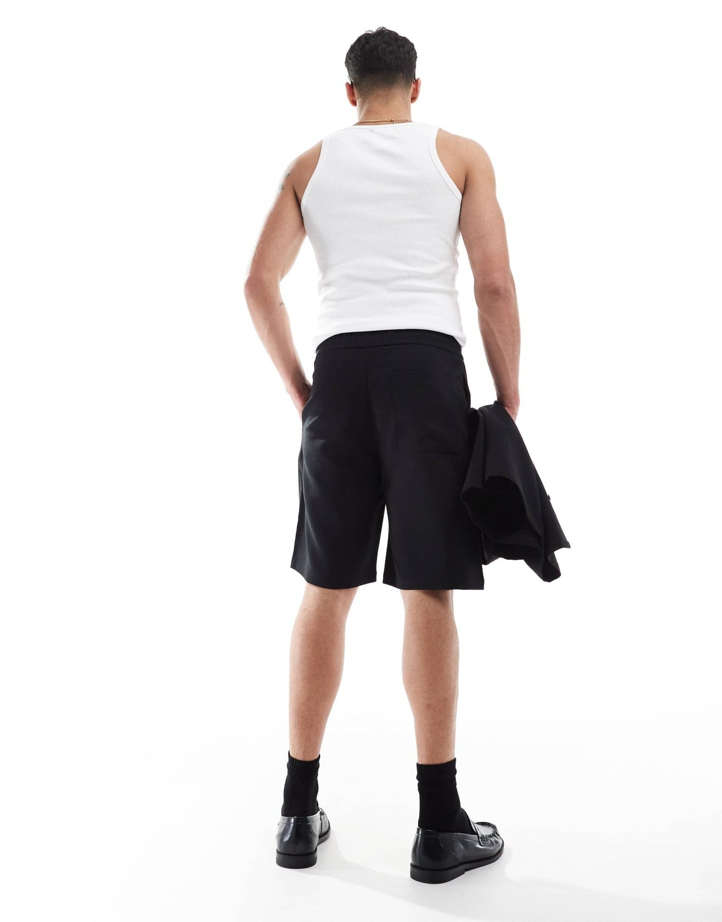 Bershka premium short co-ord in black - ASOS Sample Sale