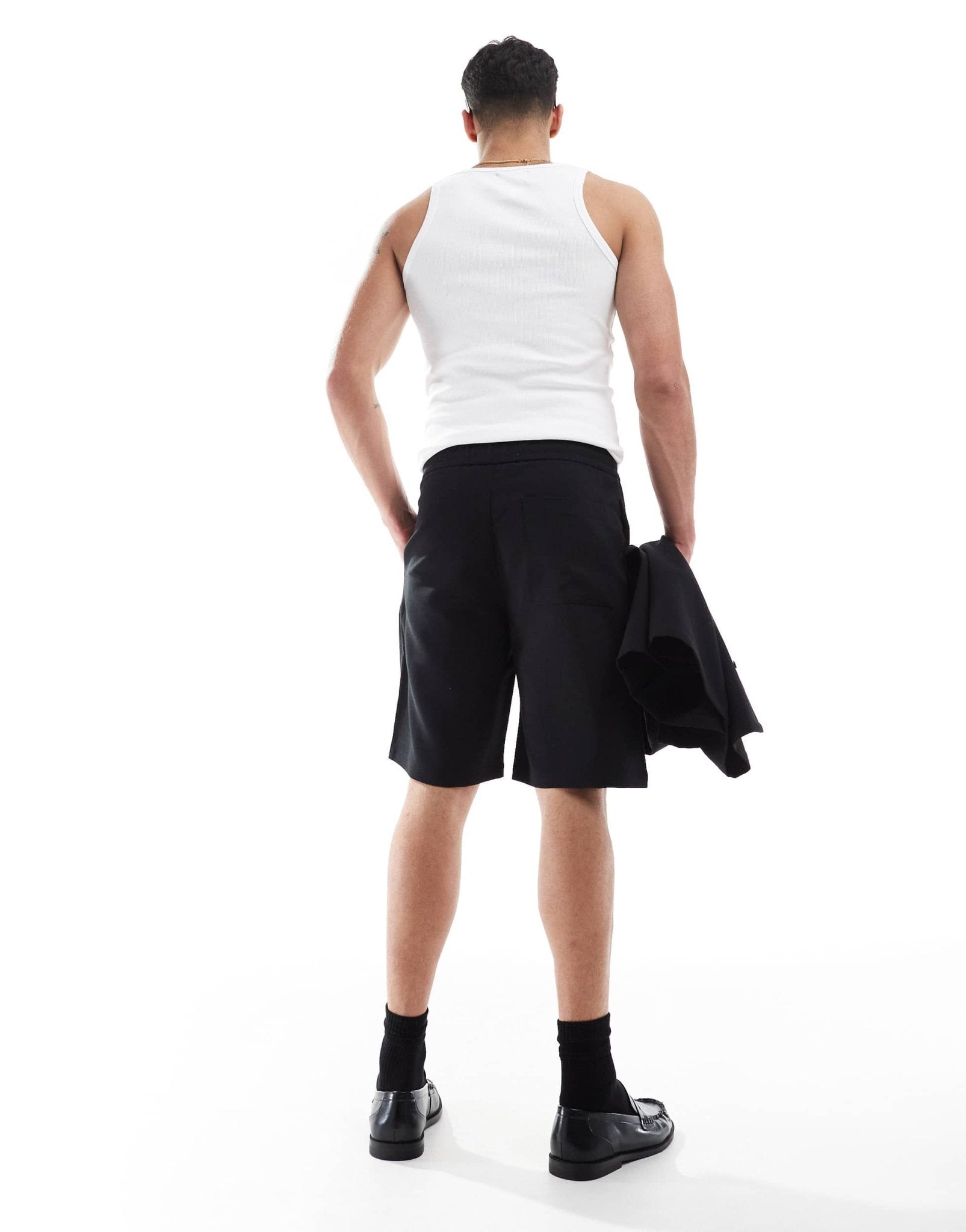 Bershka premium short co-ord in black - ASOS Sample Sale
