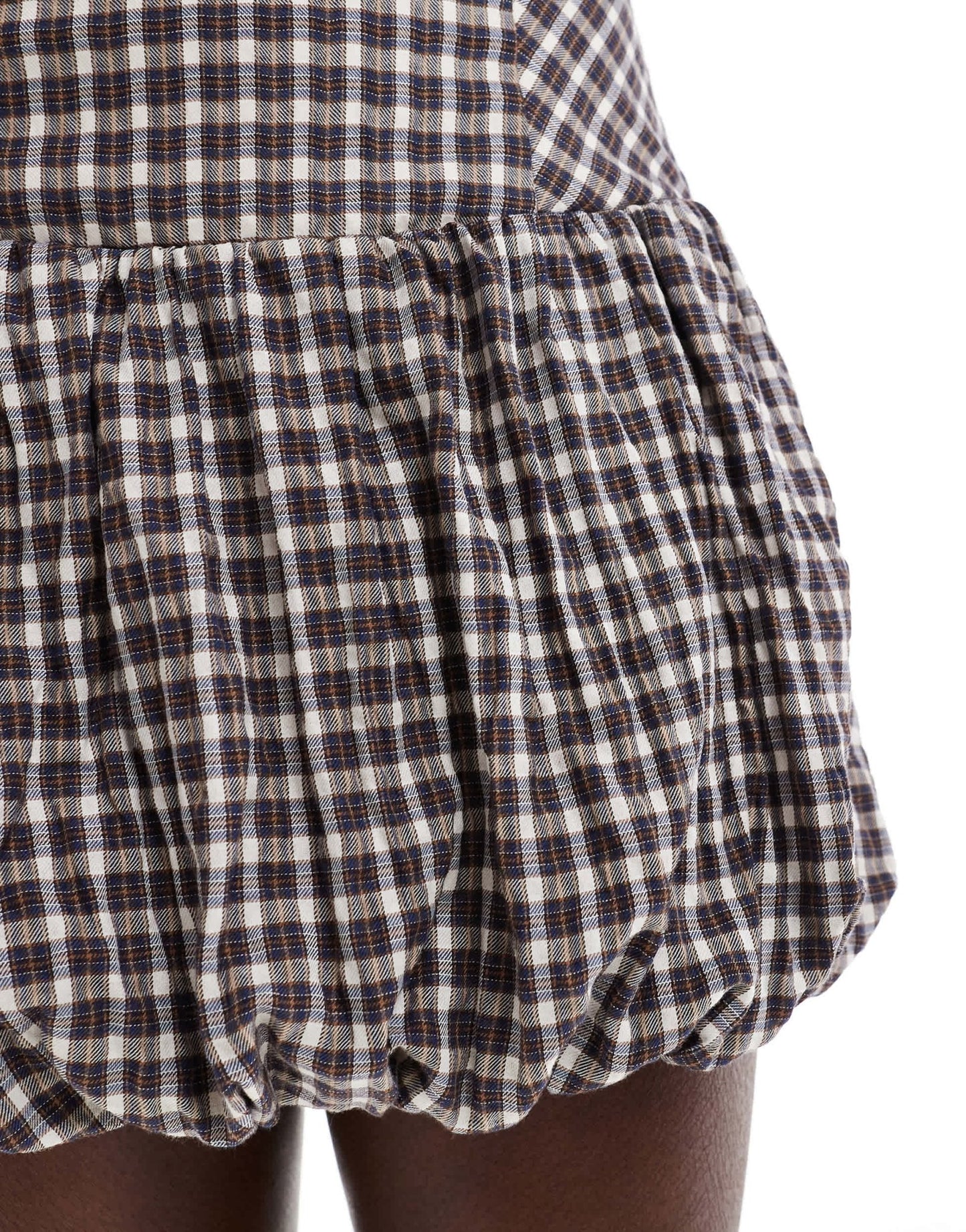 Bershka puffball mini dress in black & white check - ASOS Sample Sale