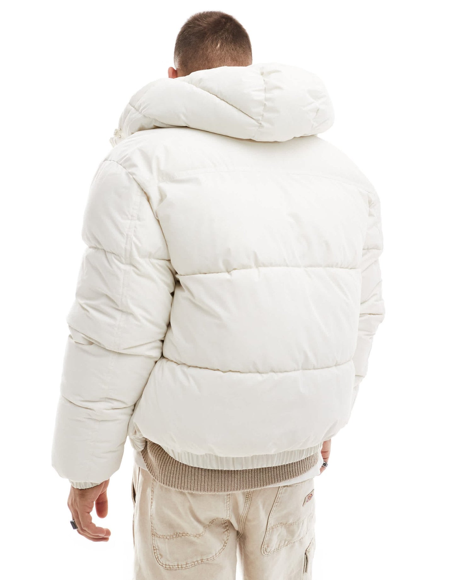 Bershka puffer jacket with hood in white - ASOS Sample Sale