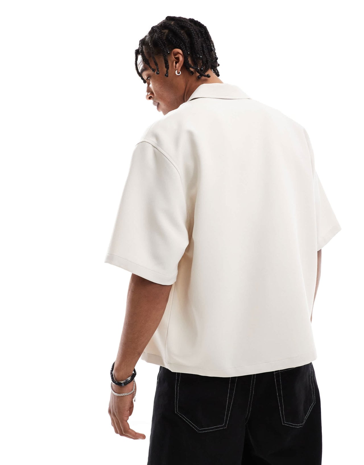 Bershka relaxed shirt in ecru - ASOS Sample Sale