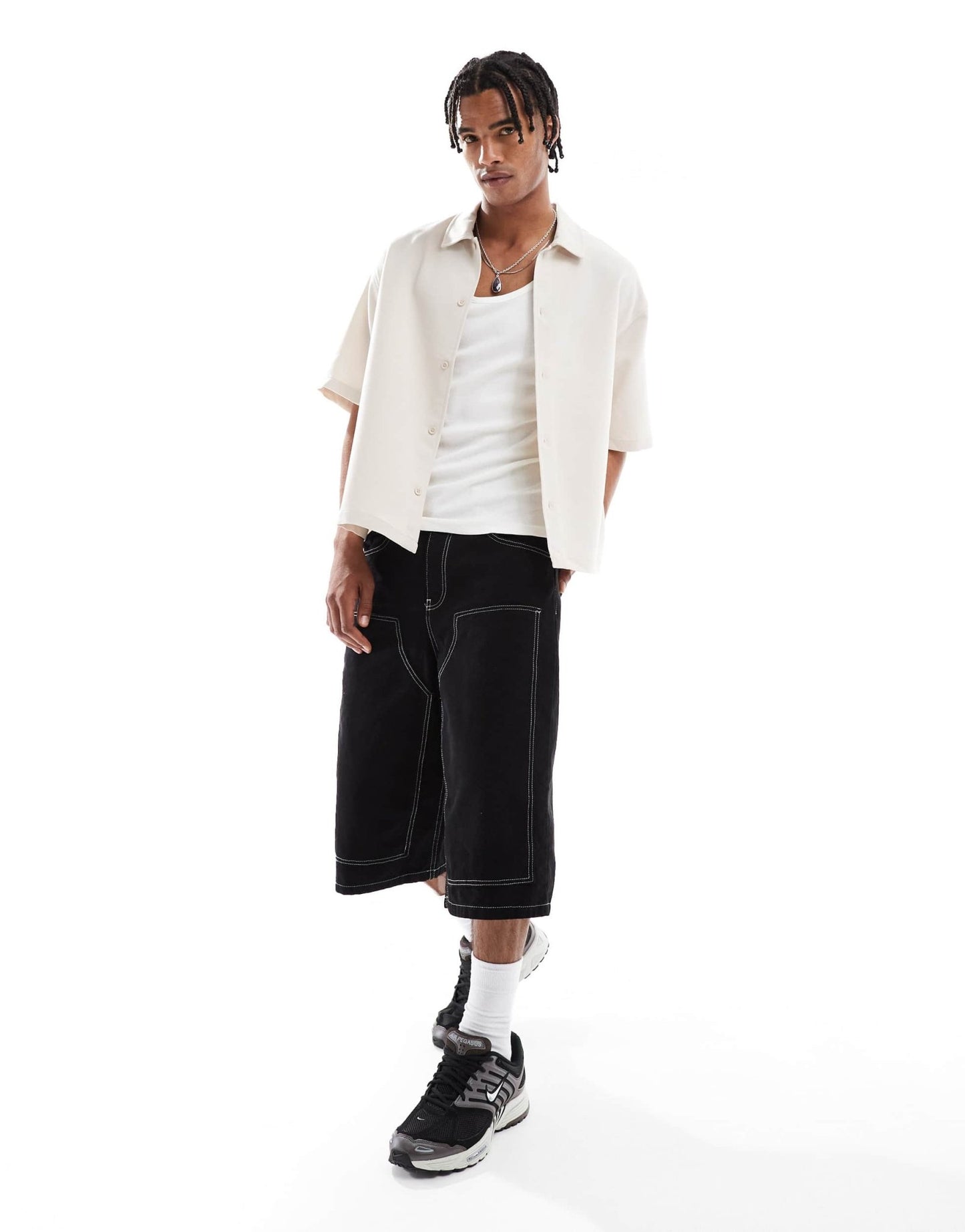 Bershka relaxed shirt in ecru - ASOS Sample Sale