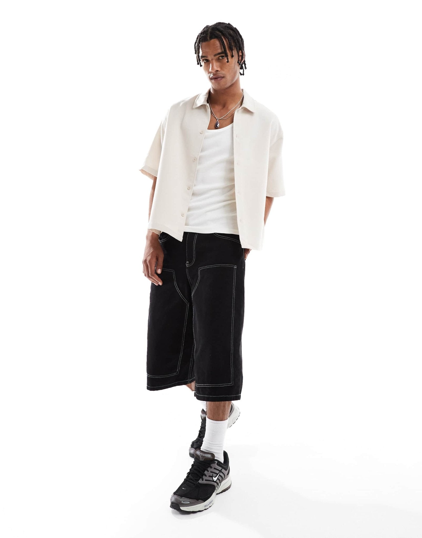 Bershka relaxed shirt in ecru - ASOS Sample Sale