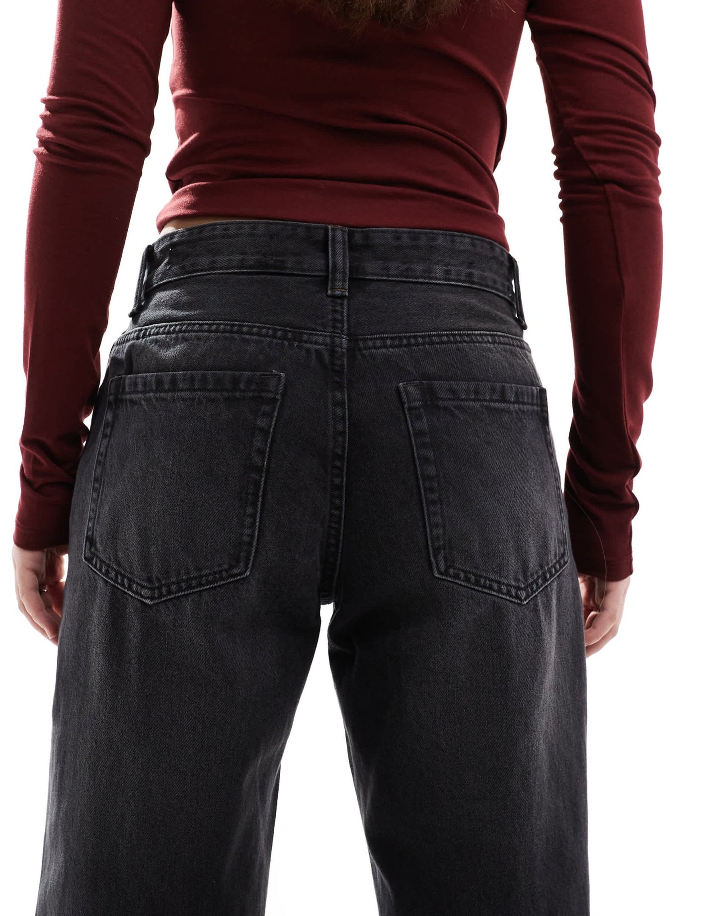 Bershka ripped knee wide leg jeans in black - ASOS Sample Sale